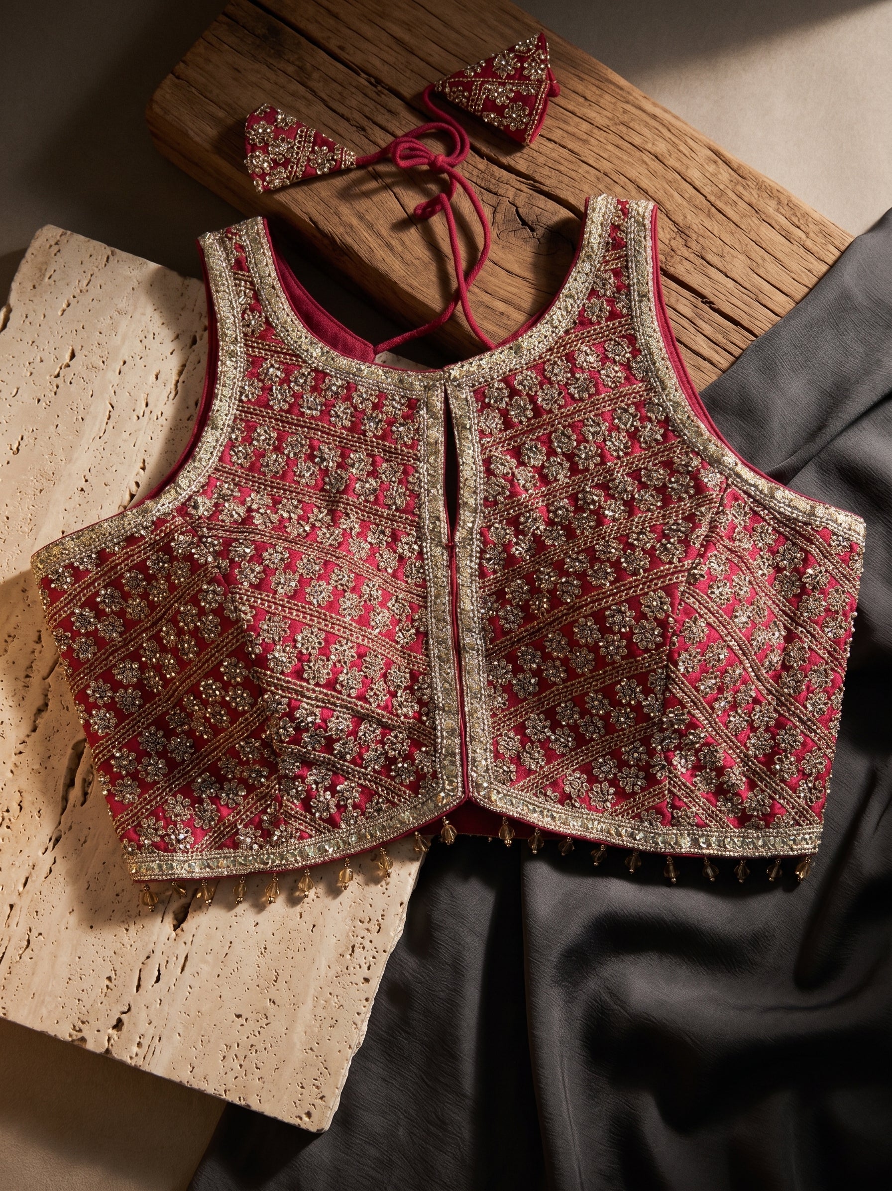 Heavy Stone Work Designer Lace Blouse