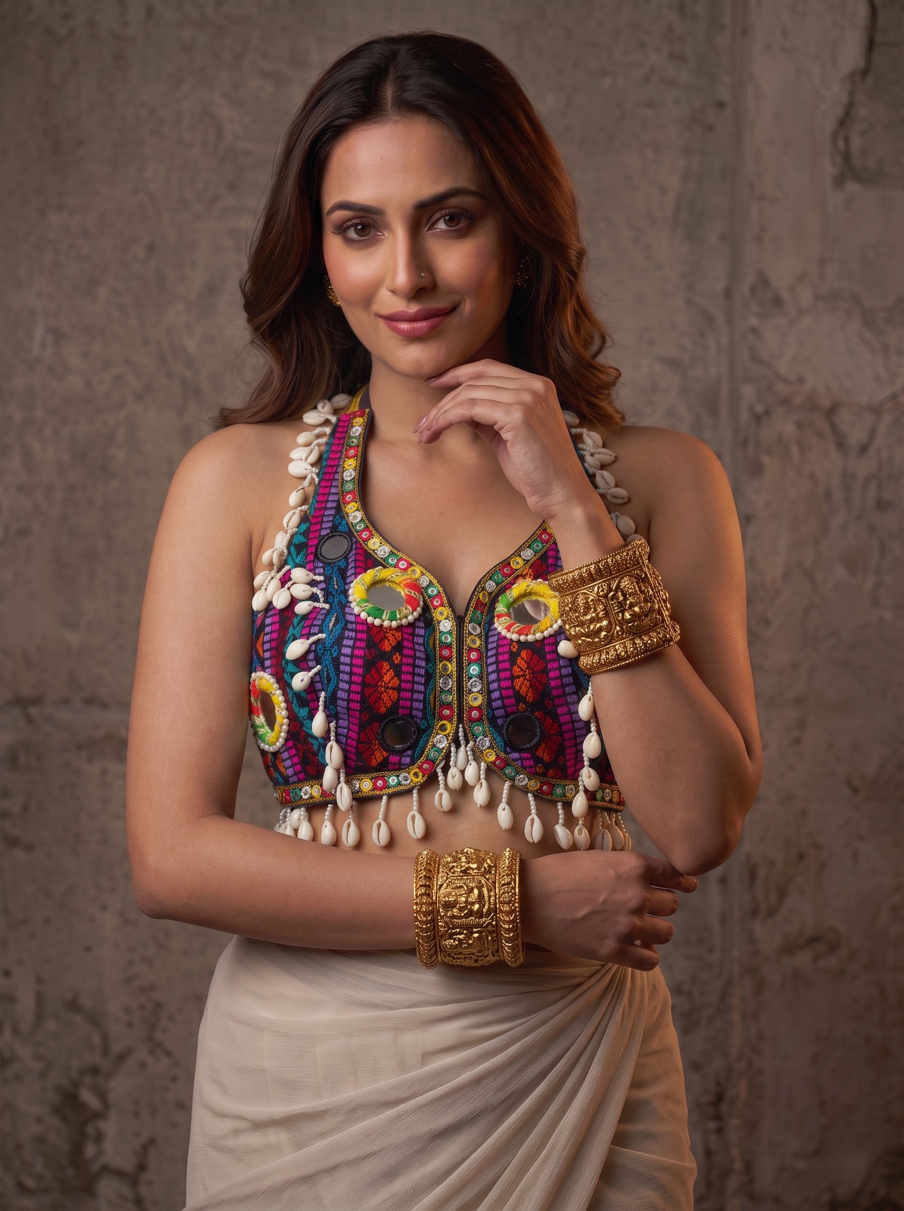 Navratna Mirror & Shell Blouse
