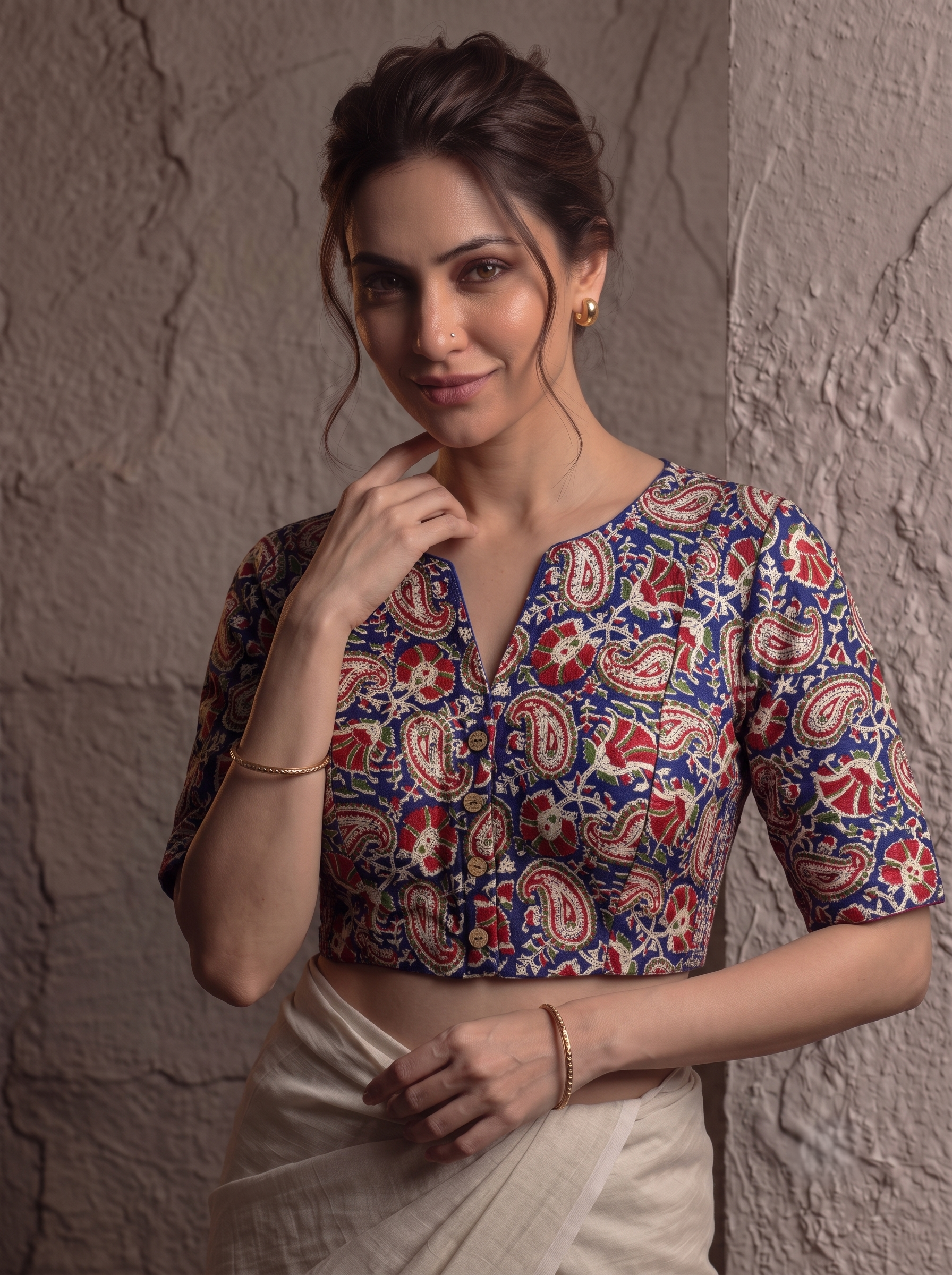 Comfort Fit Cotton Print Blouse