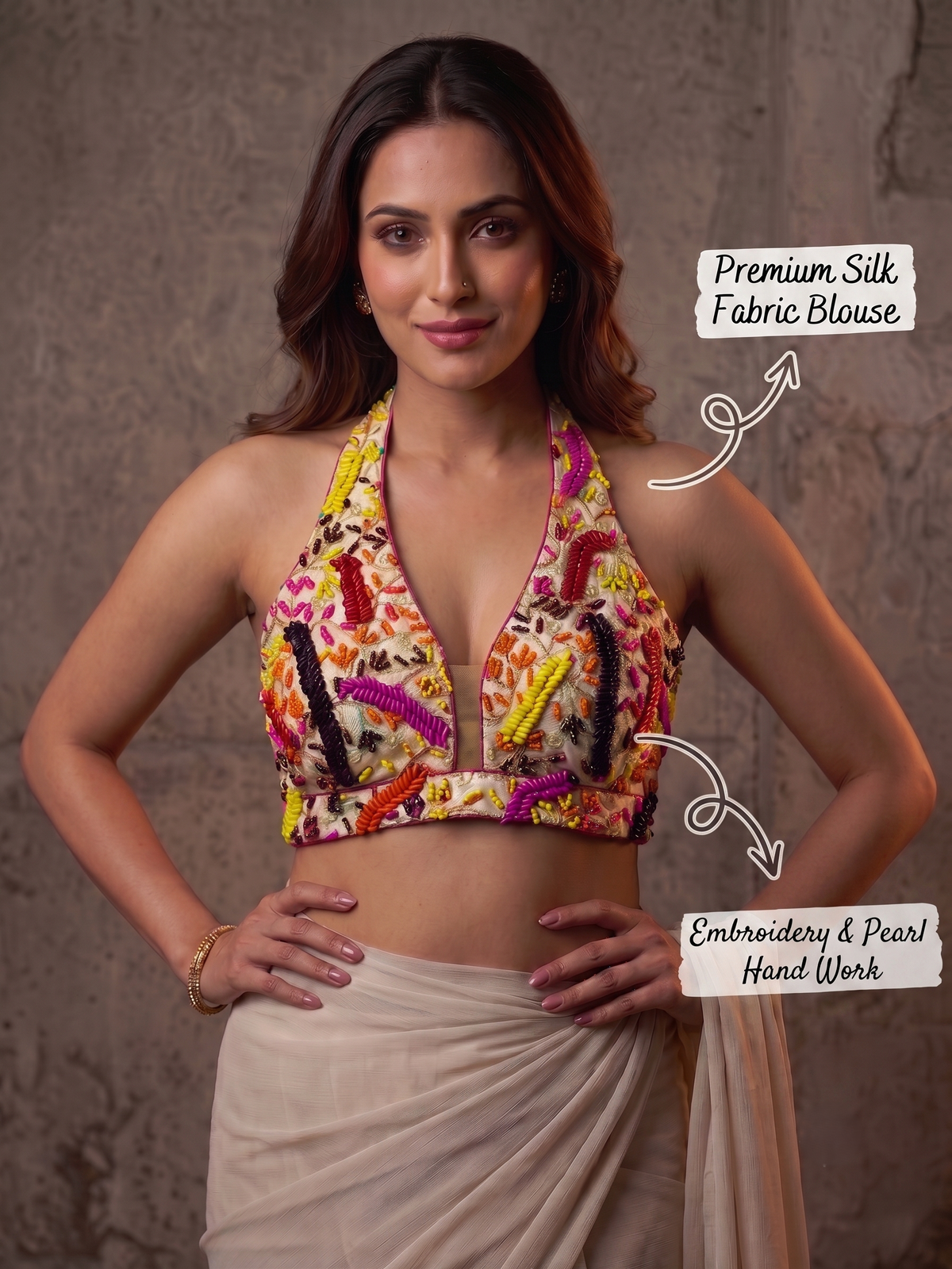 Pearl Luxe Halter Neck Blouse
