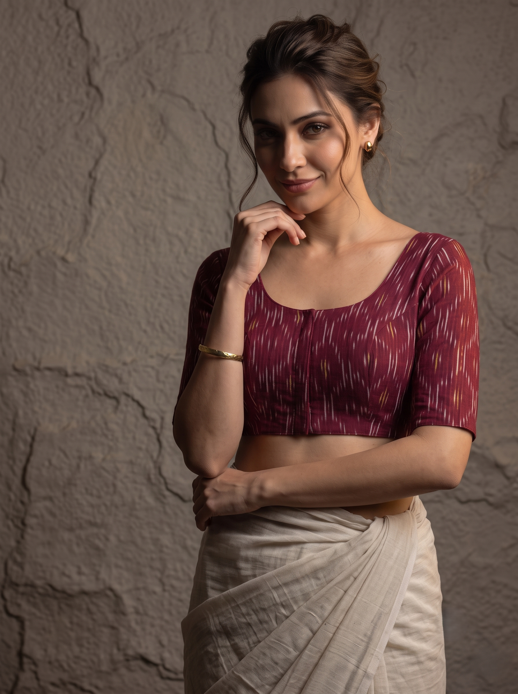 Classic Ikkath Designer Front-Open Blouse