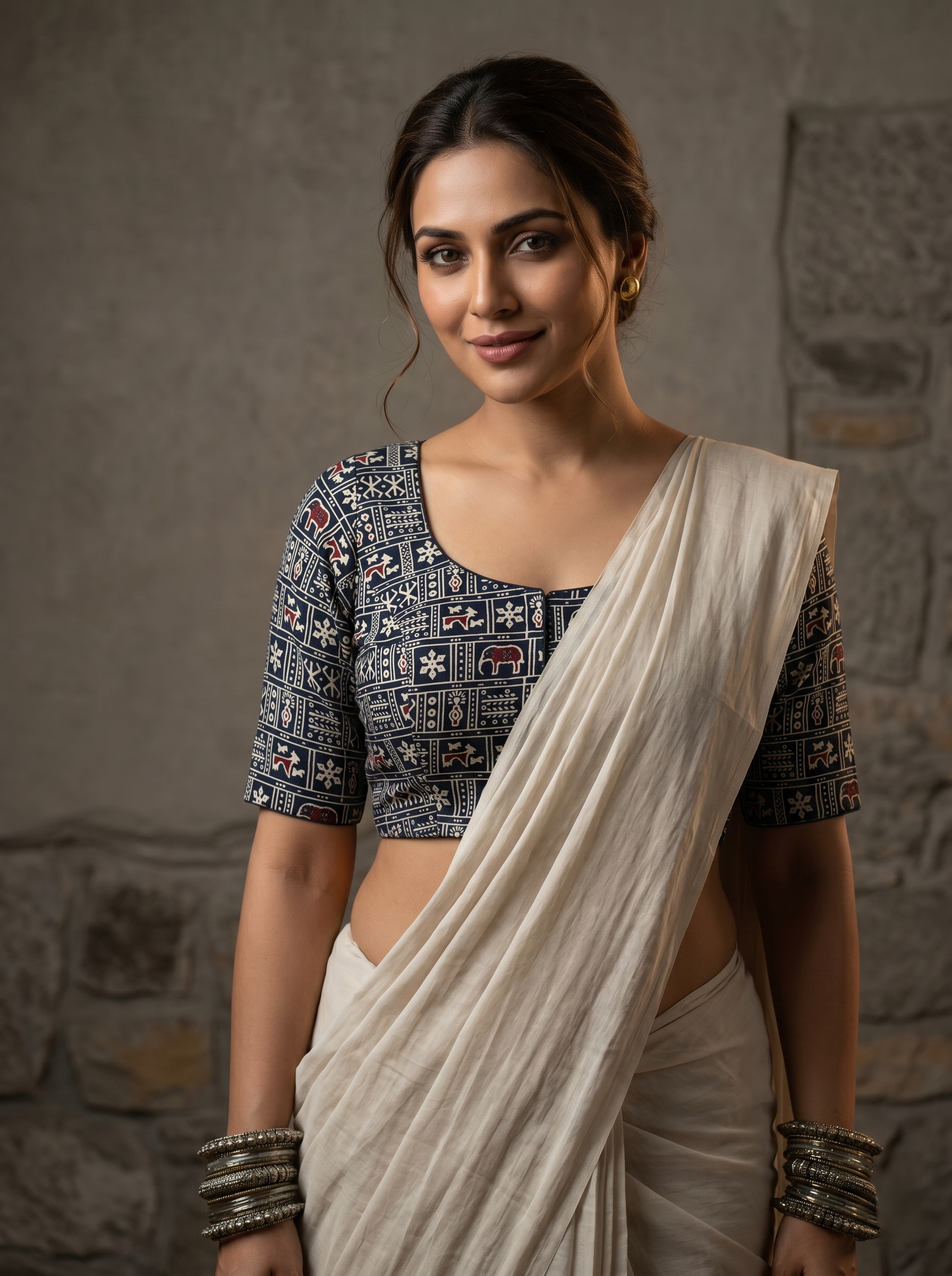 Cotton Front Open Blouse