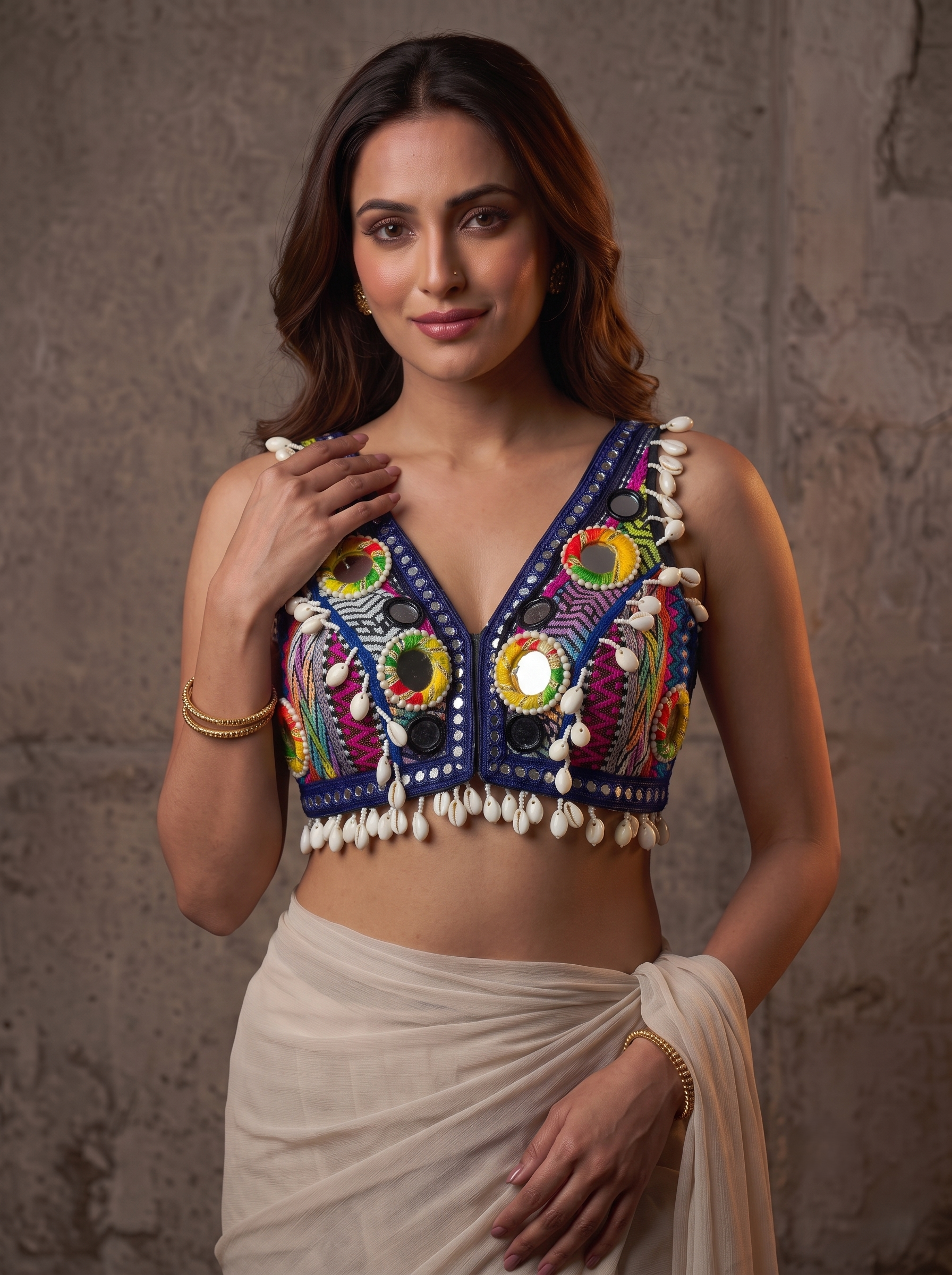 Navratna Mirror & Shell Blouse