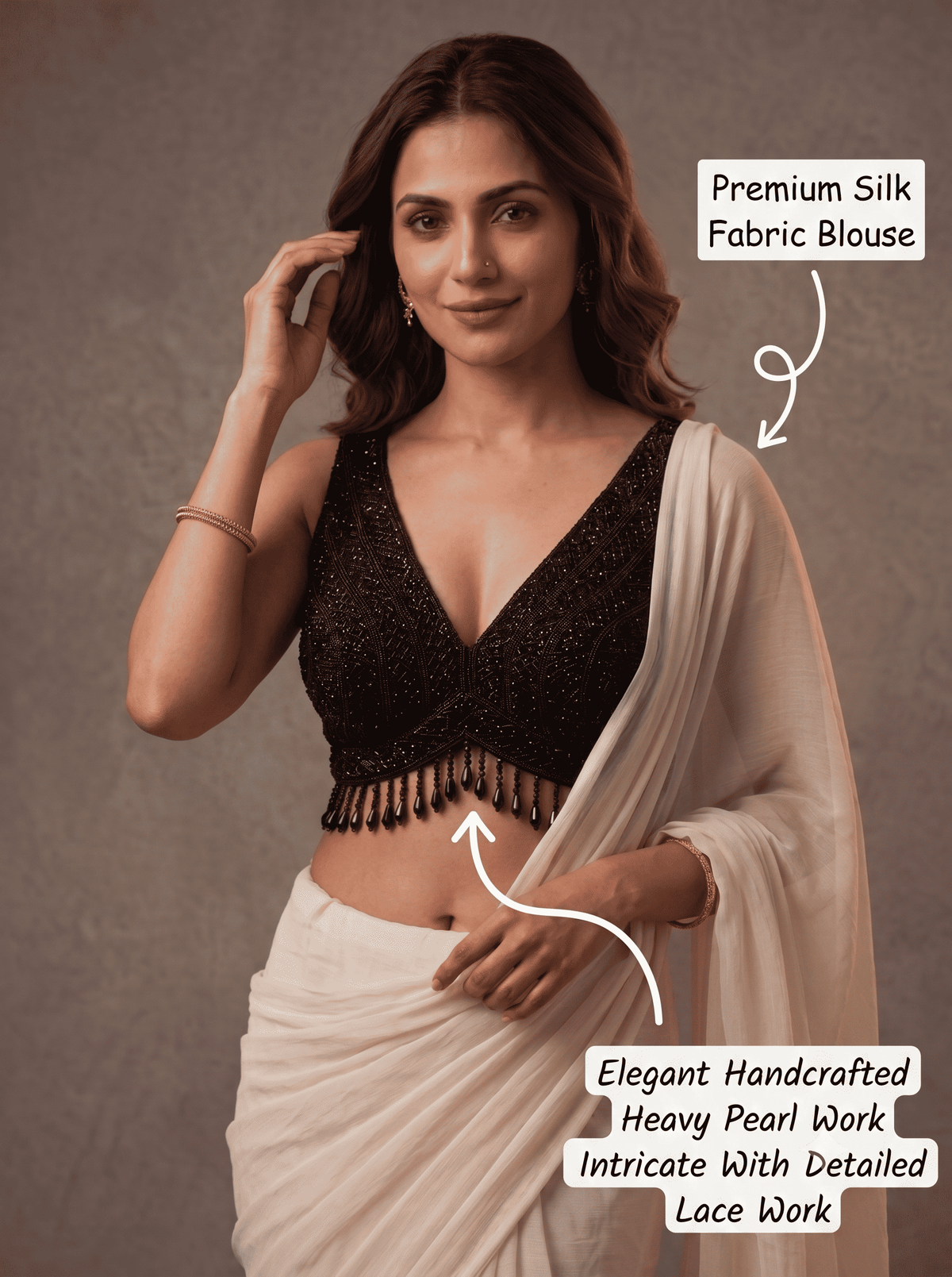 Shraddha Pearl Lace Work Blouse
