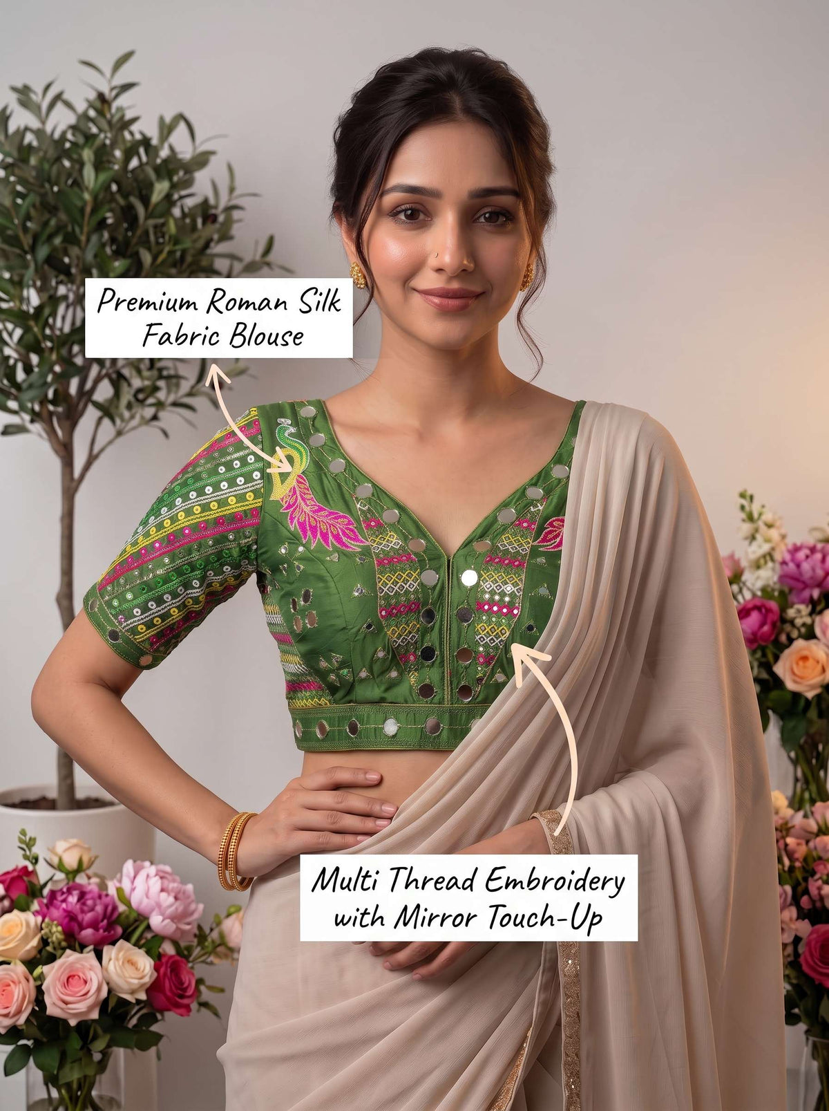 Aabha Navratri Roman Silk Blouse