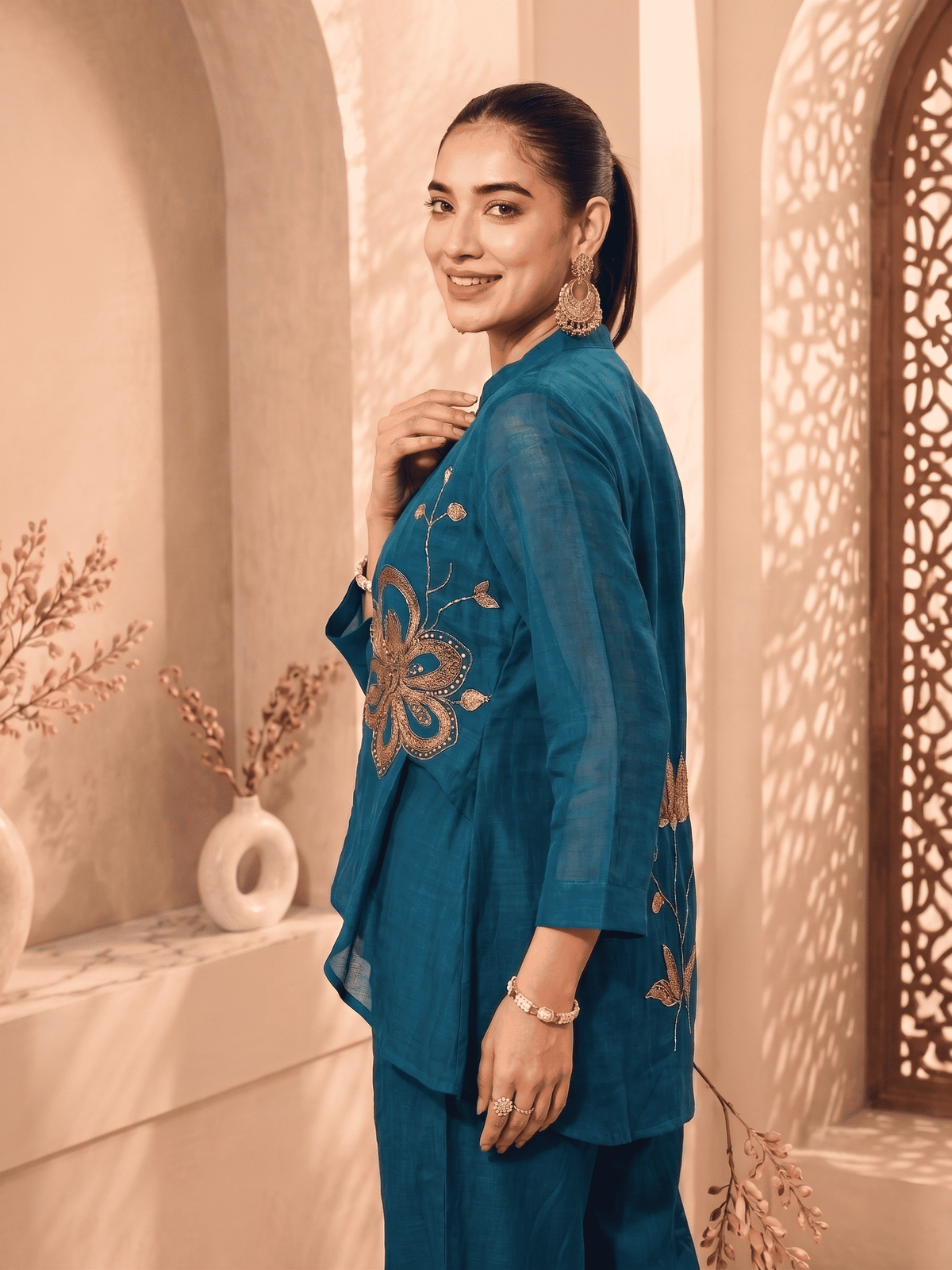 Zarifa Mal Chanderi Co-Ord Set