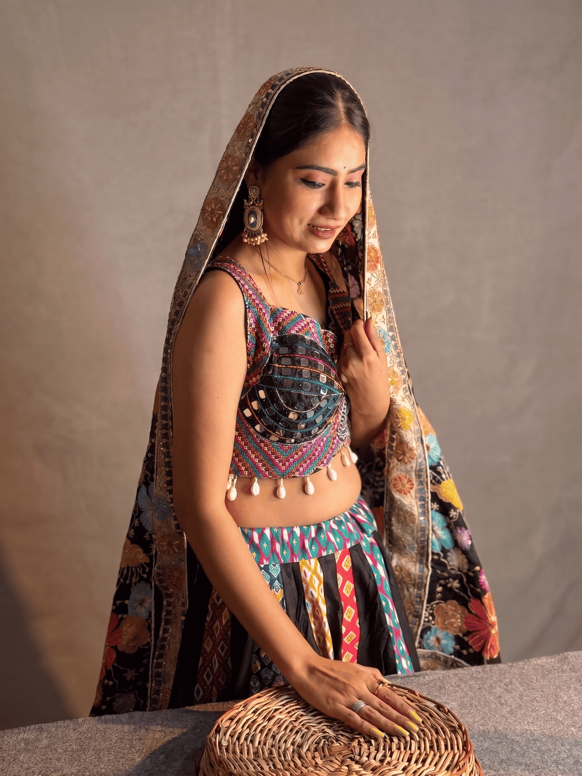 Navratri Mirror Work Lehenga With Fancy Dupatta