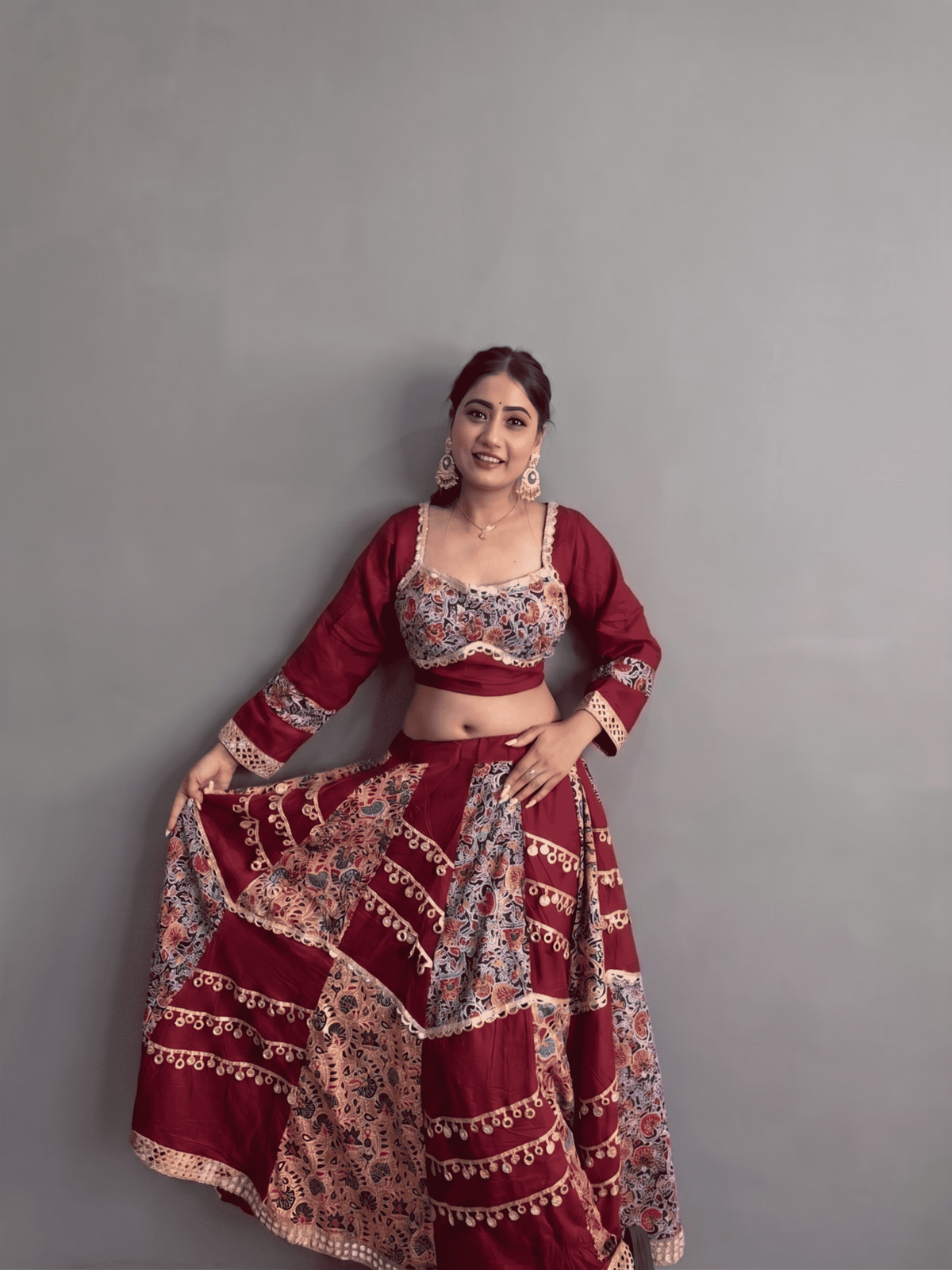 Traditional Lehenga with Mirror Blouse