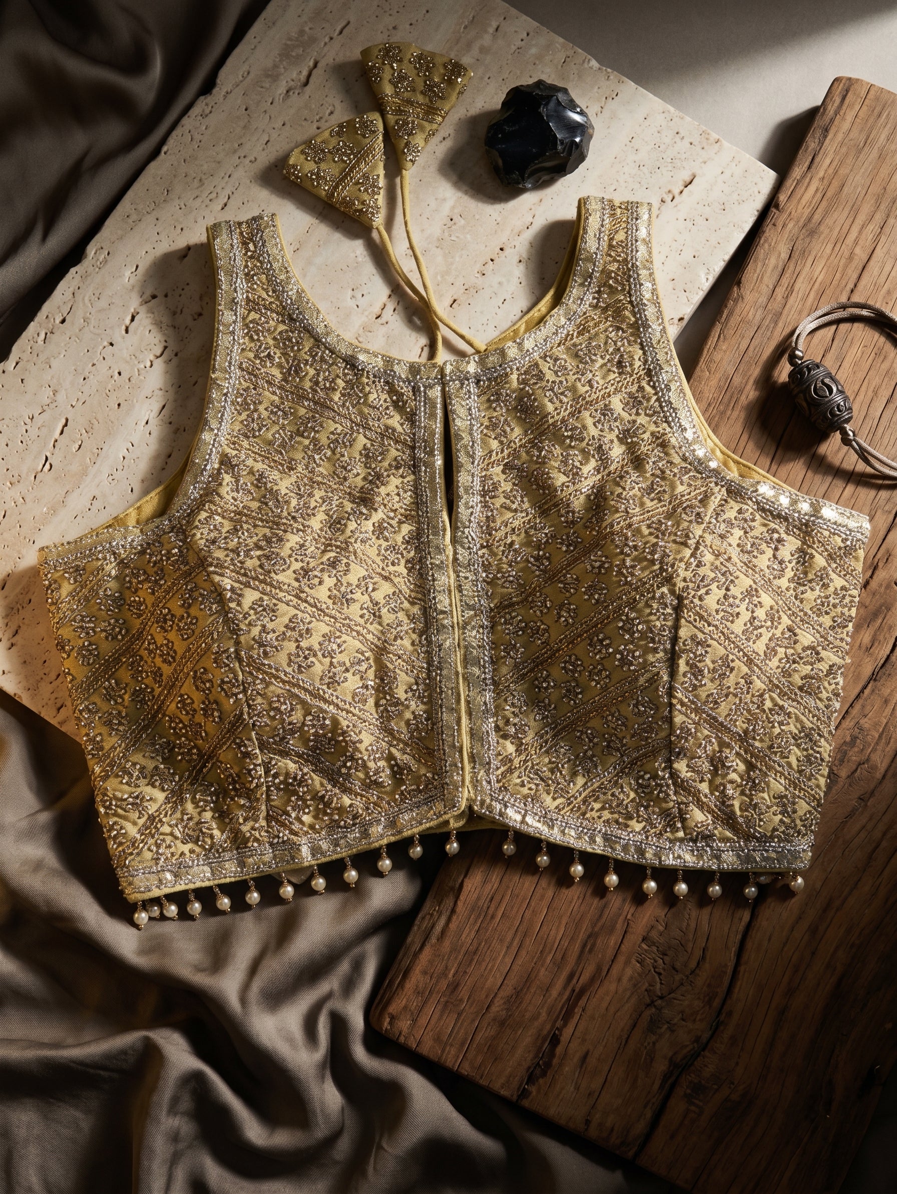 Heavy Stone Work Designer Lace Blouse