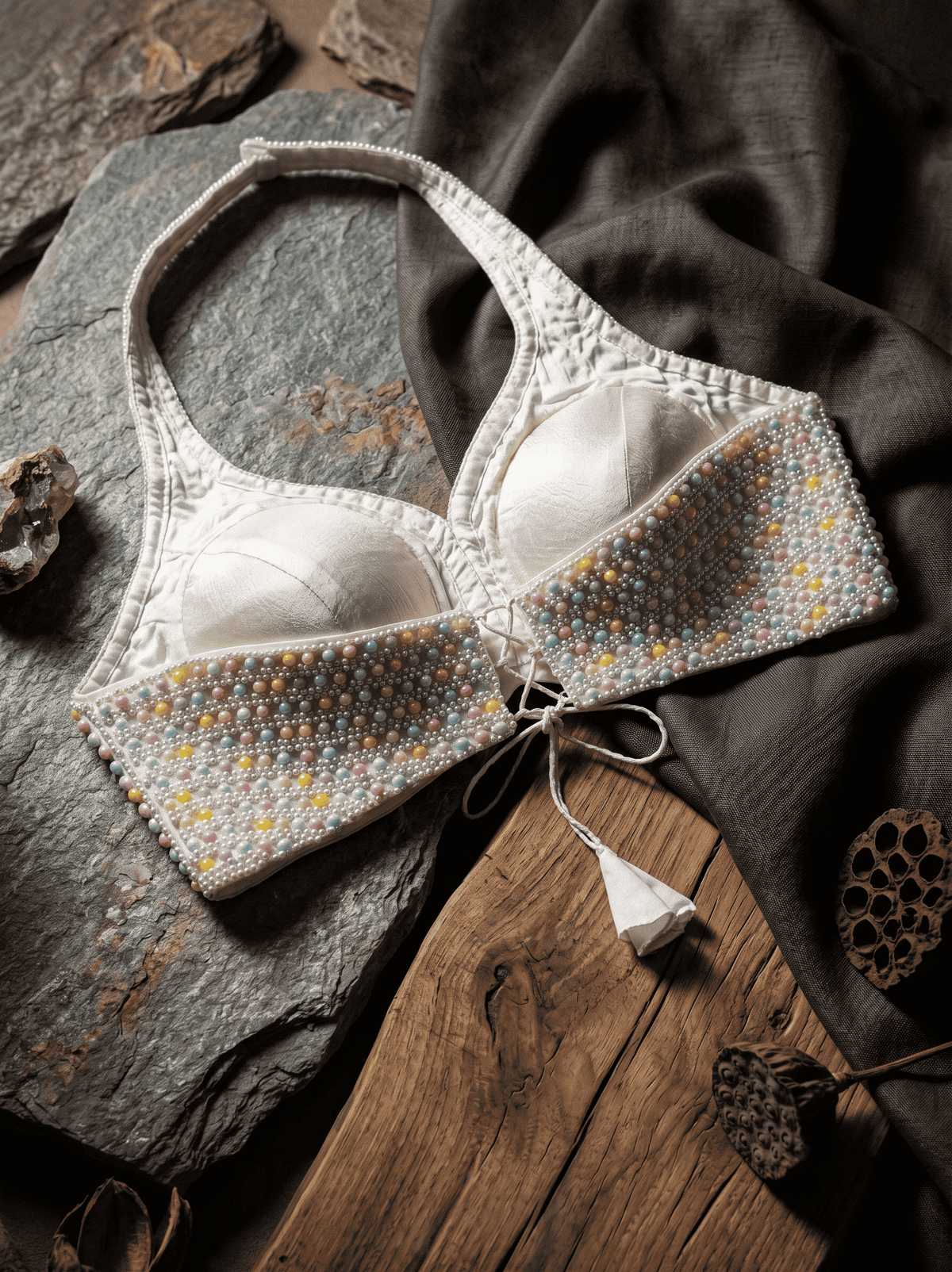 Janhvi Pearl Halter Neck Blouse