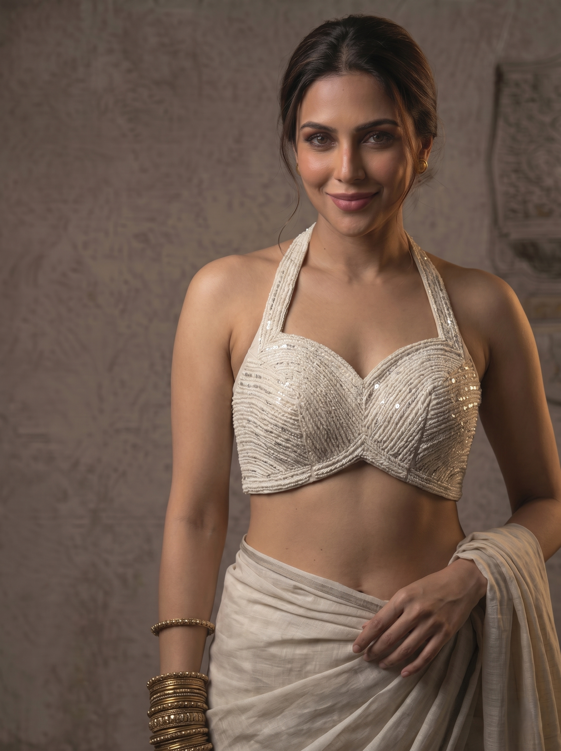 Luxe Silk Handcrafted Halter Neck Blouse