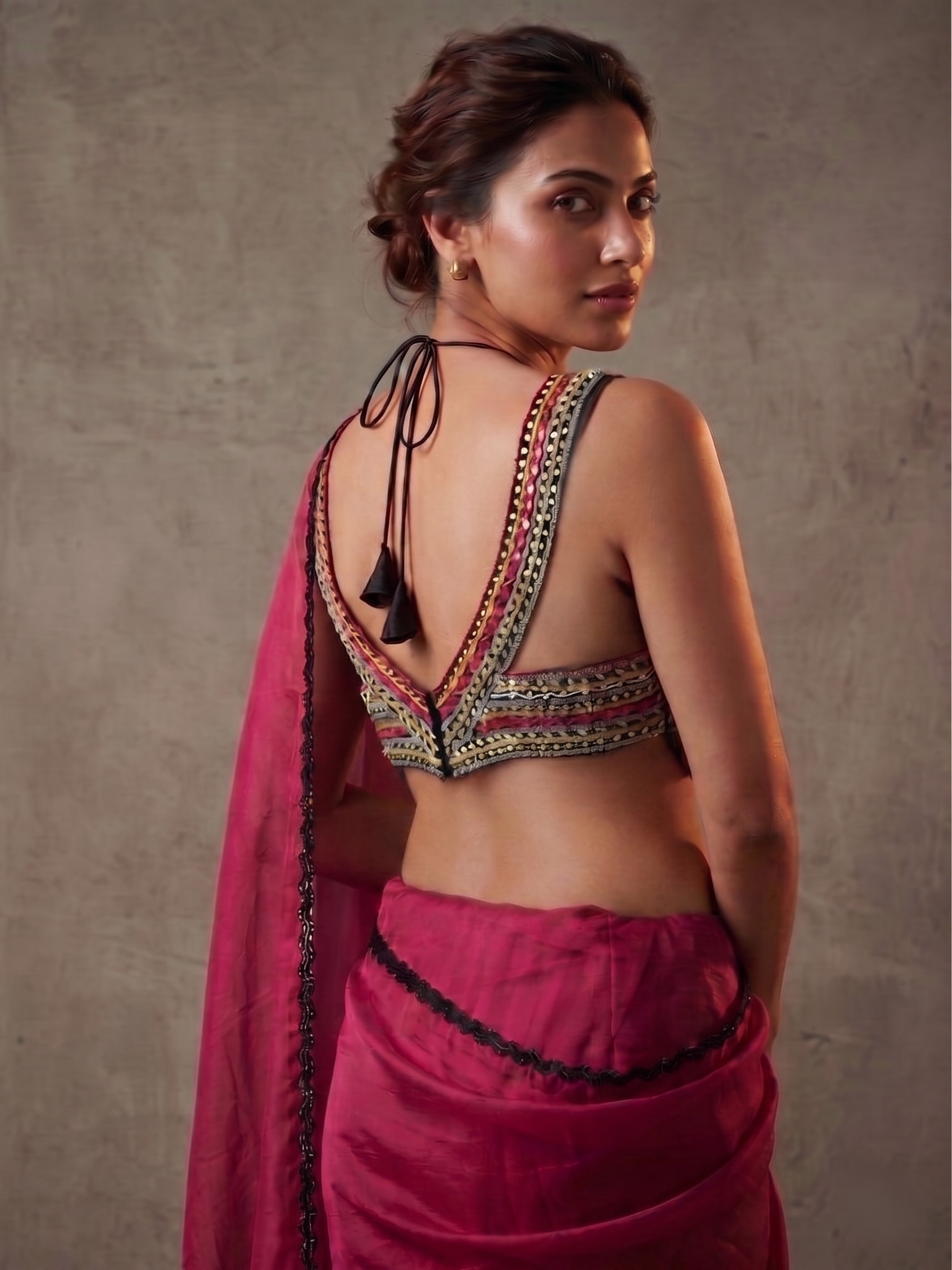 Ruhani Silk Pearl Saree Set