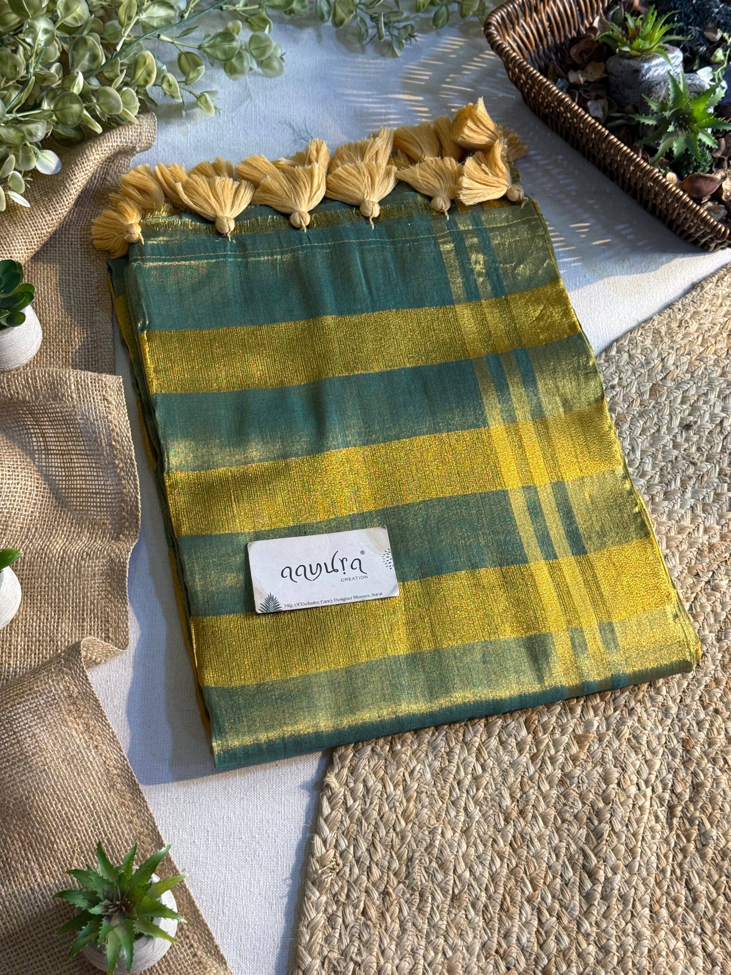 Pastel Checks Charm Linen Tissue Saree