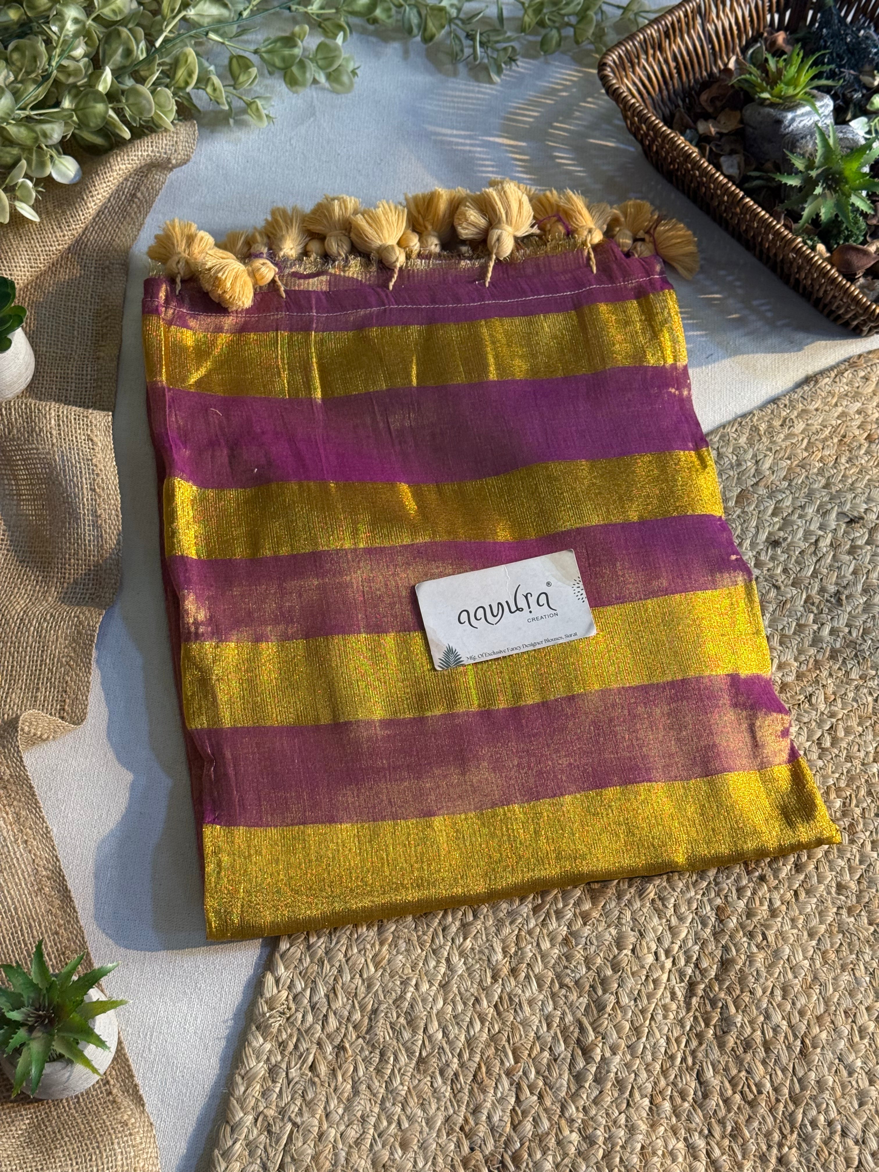 Pastel Checks Charm Linen Tissue Saree