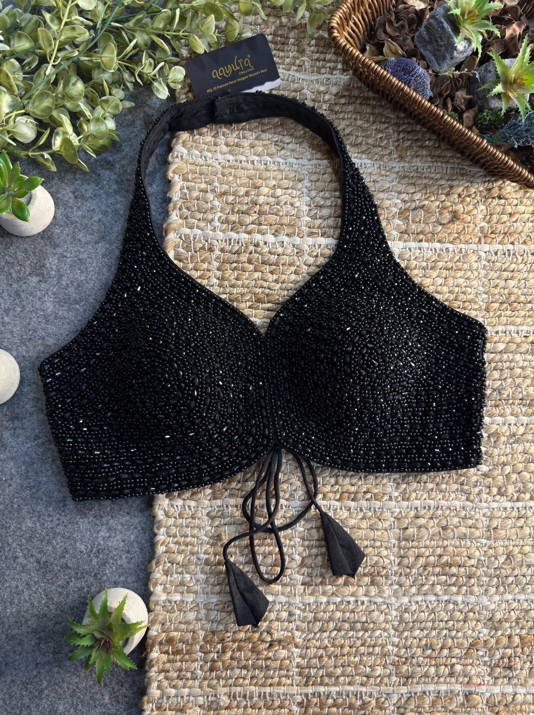 Janhvi Pearl Halter Neck Blouse