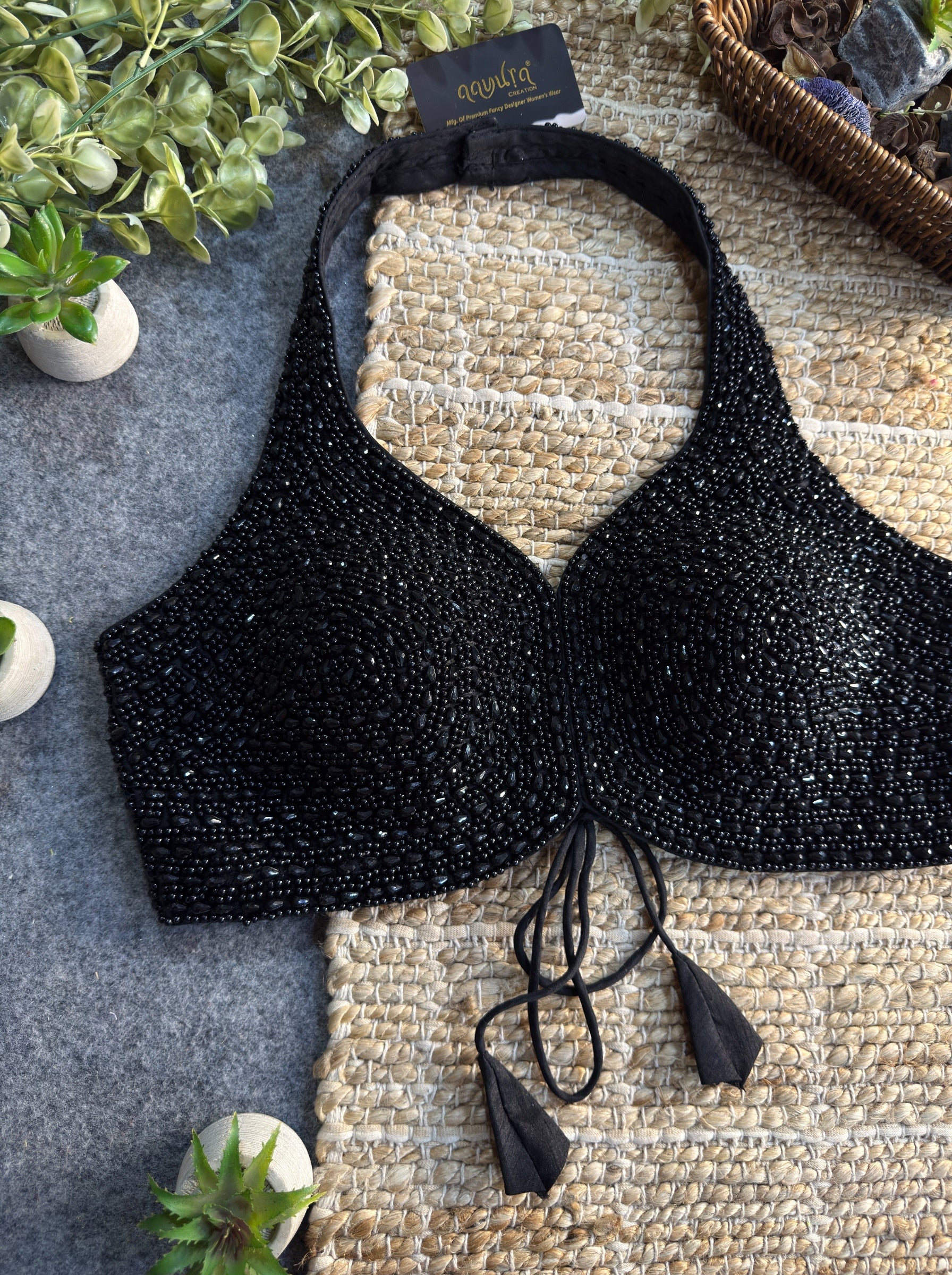 Janhvi Pearl Halter Neck Blouse