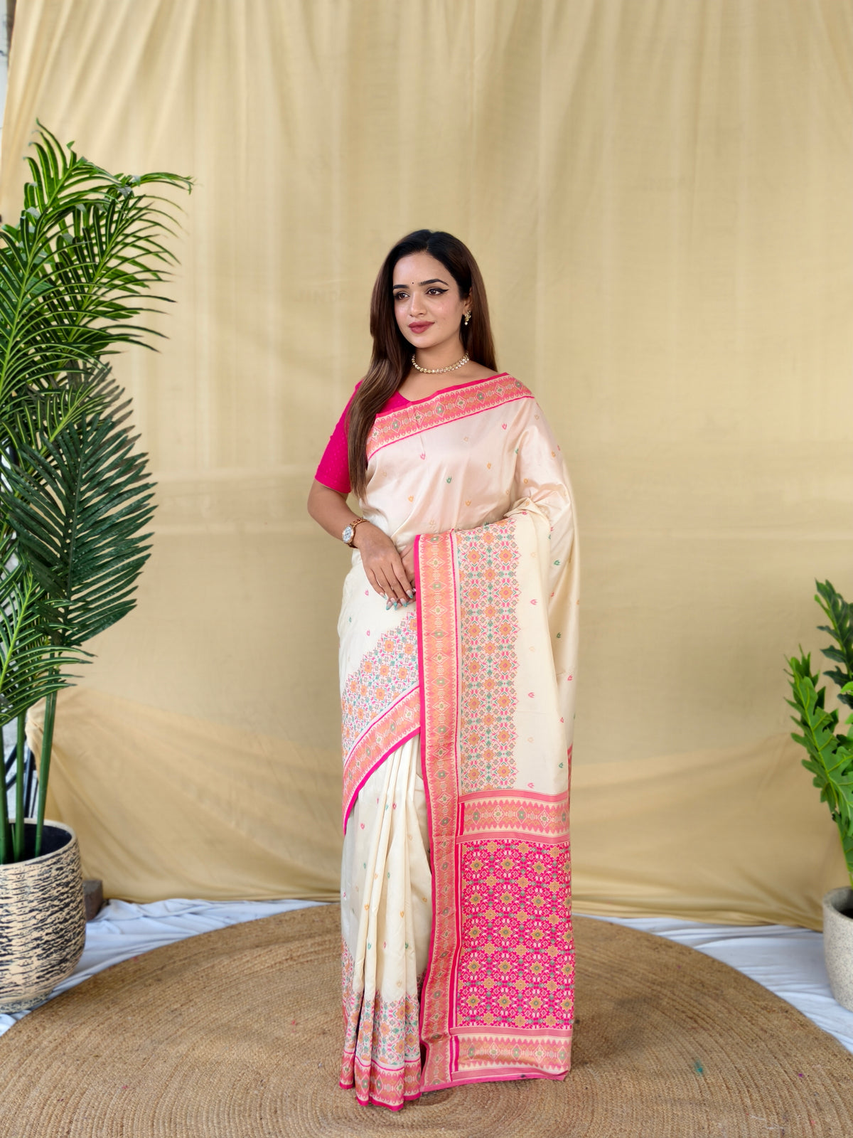 Blossom Ivory Soft Silk Saree