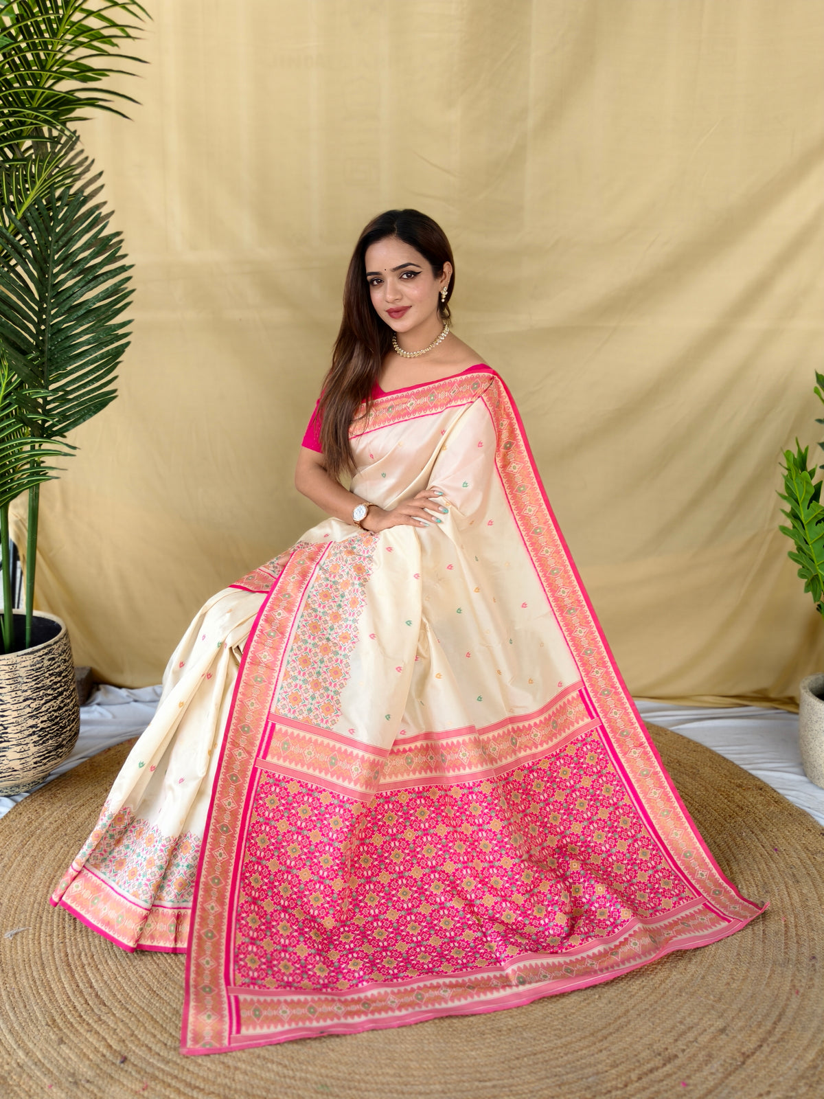 Blossom Ivory Soft Silk Saree