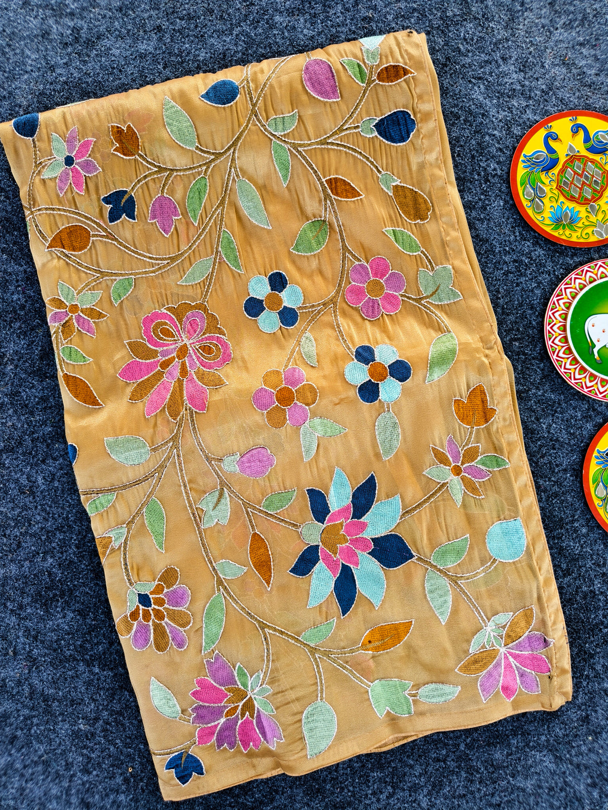 Apsara Floral Embroidered Tissue Silk Saree