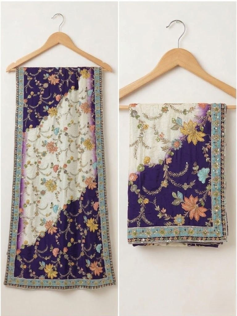 Rangriti Threadwork Chinon Dupatta