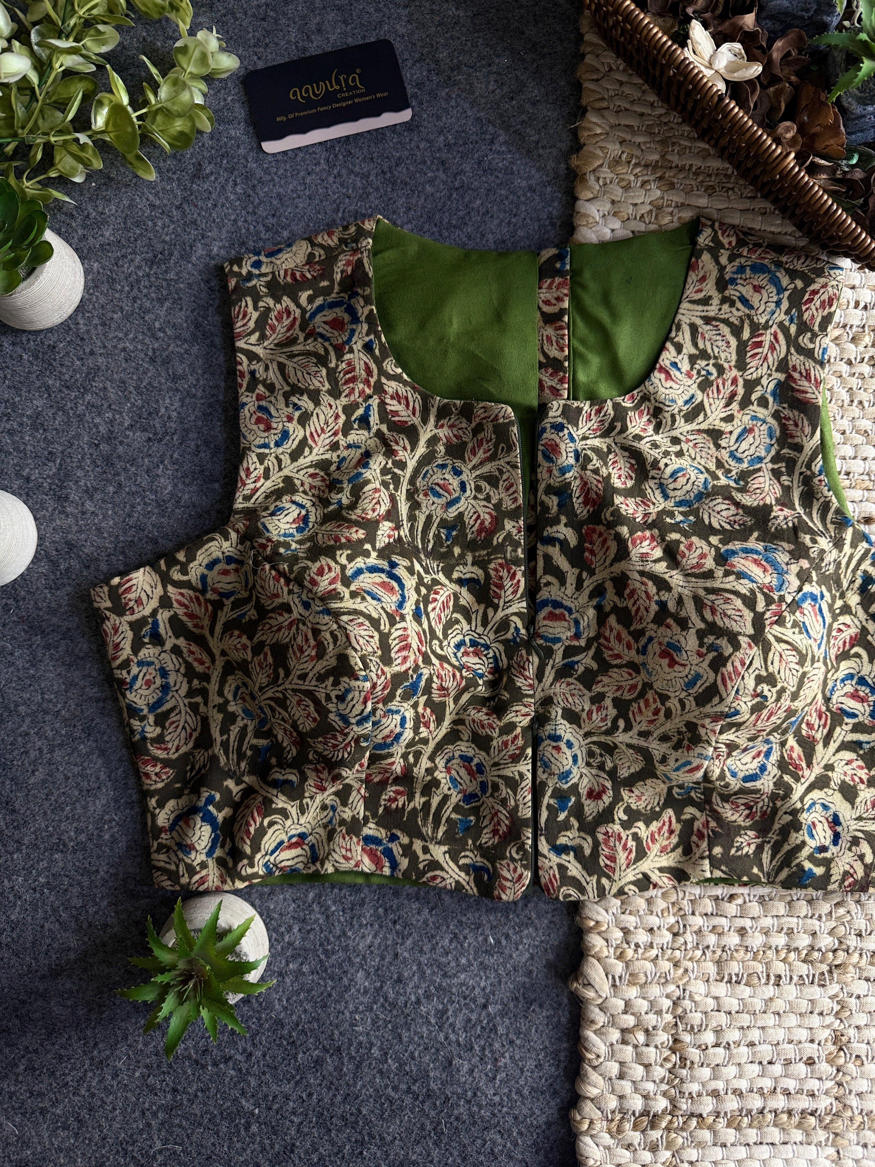 Kalamkari Chic β Double Chain Designer Blouse