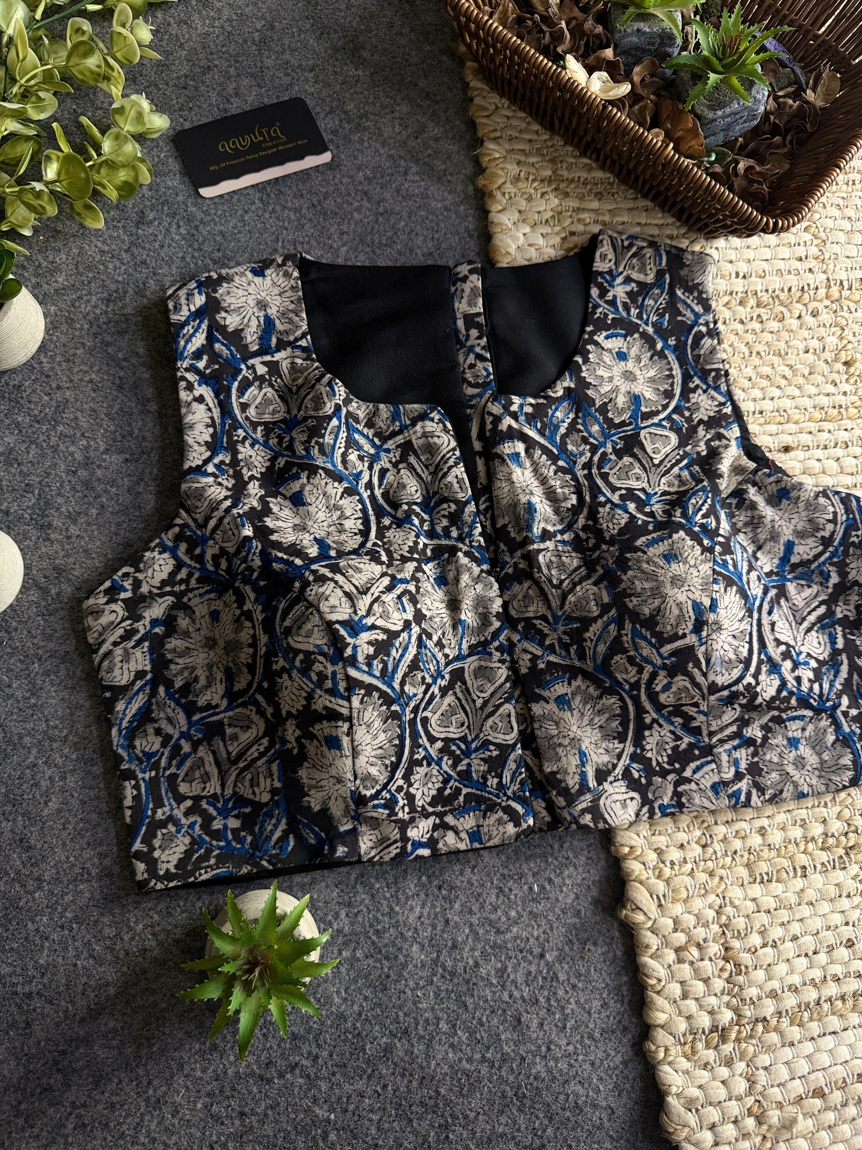 Kalamkari Chic β Double Chain Designer Blouse