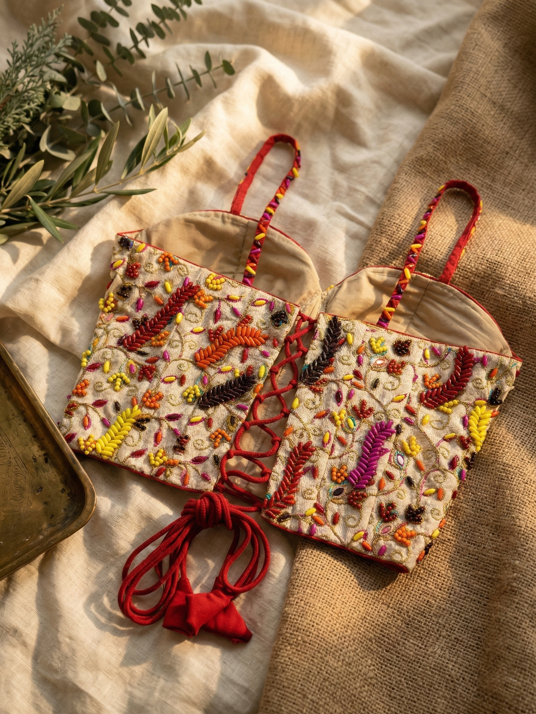 Grand Pearl Embroidery Wedding Blouse