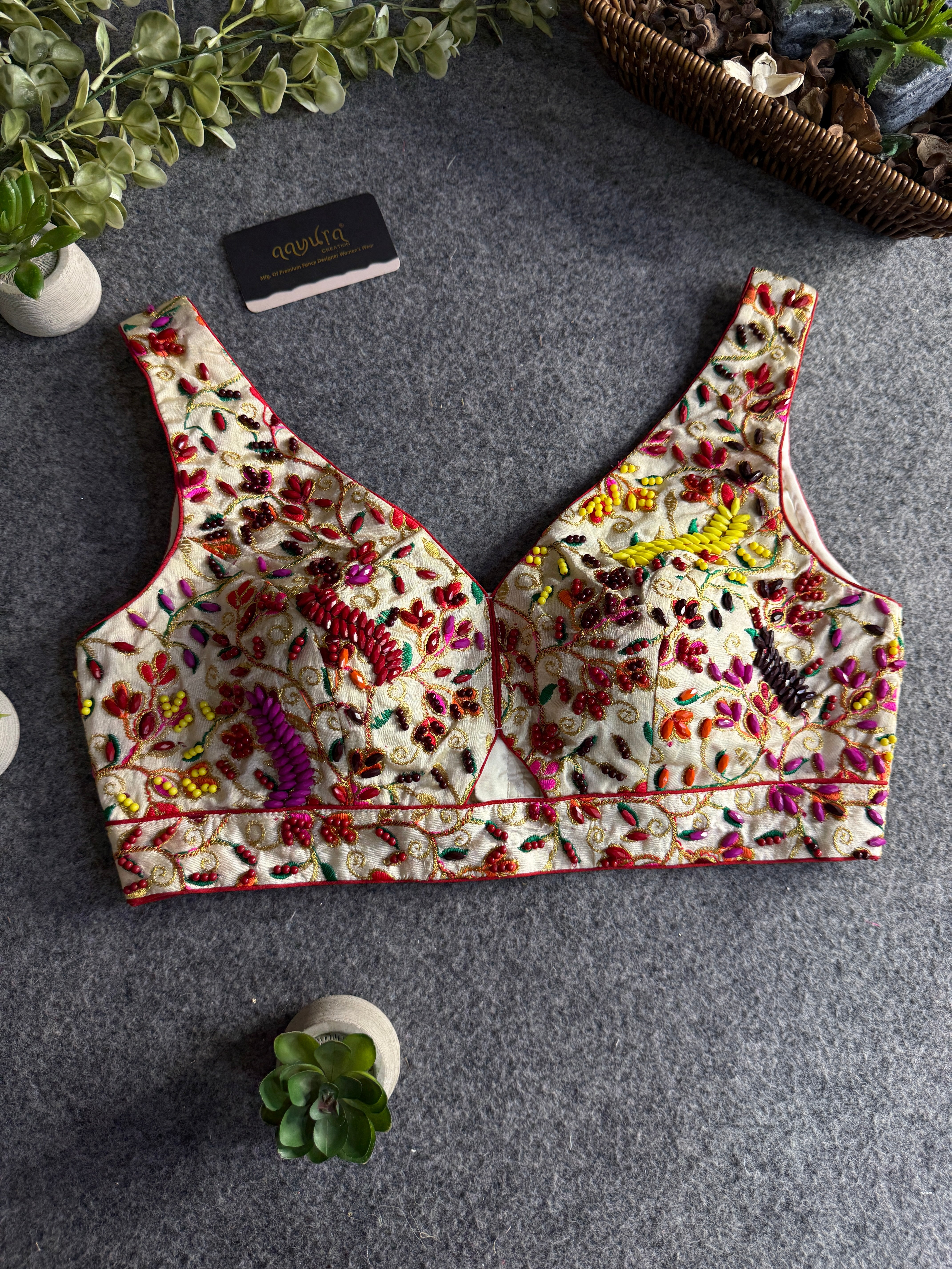 Stylish Pearl Work Silk Blouse