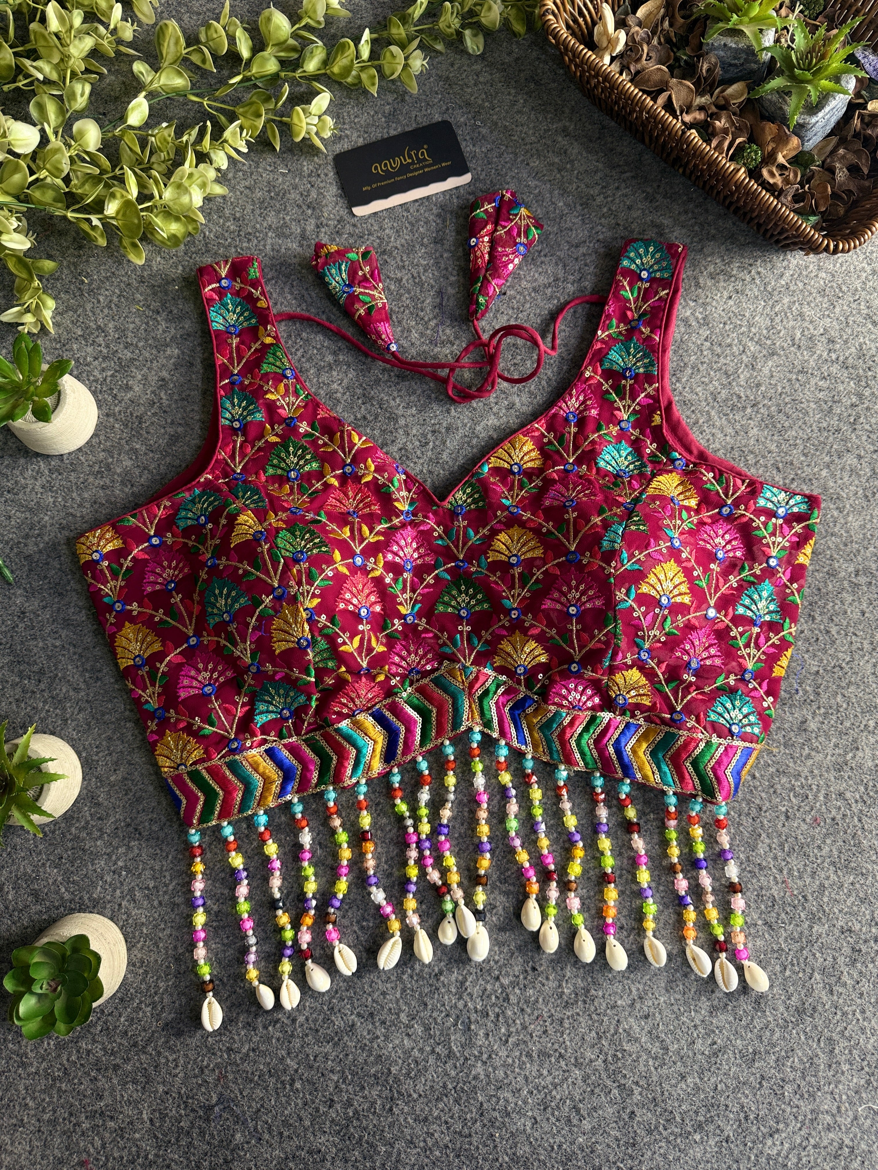 Shell Elegance Embroidered Blouse