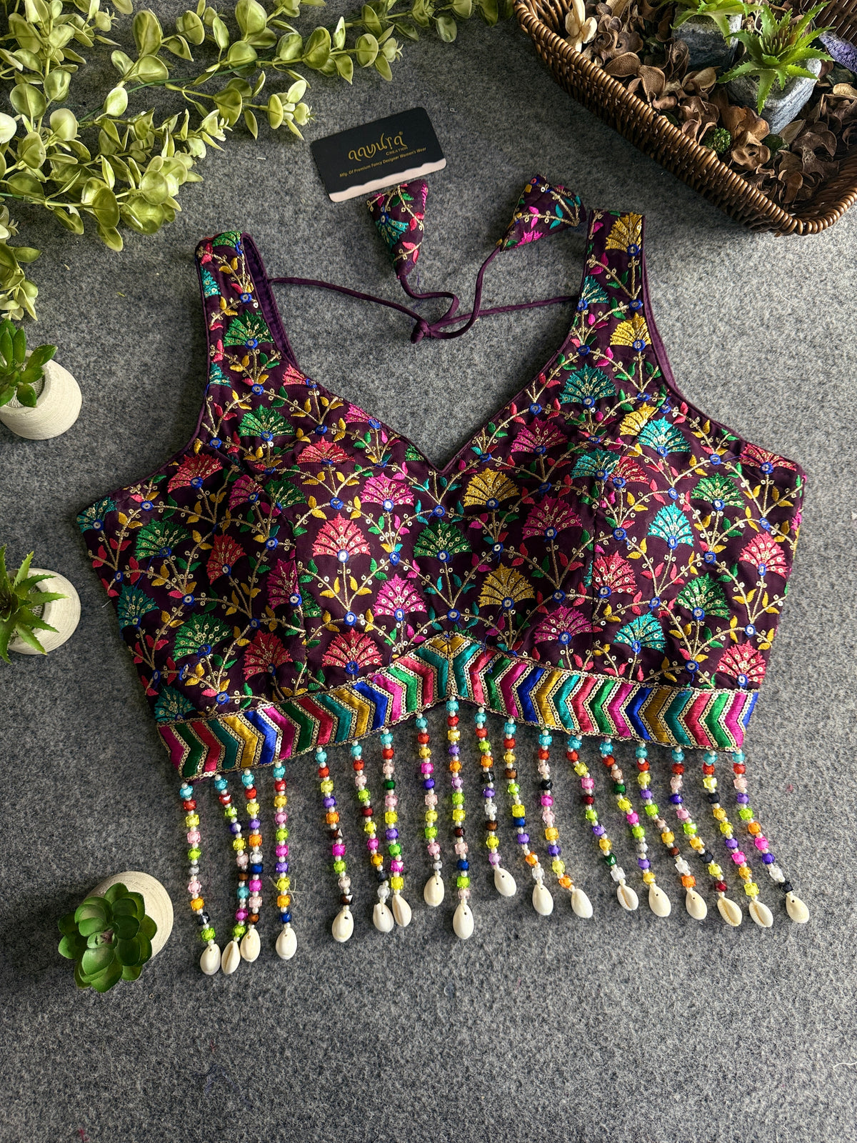 Shell Elegance Embroidered Blouse