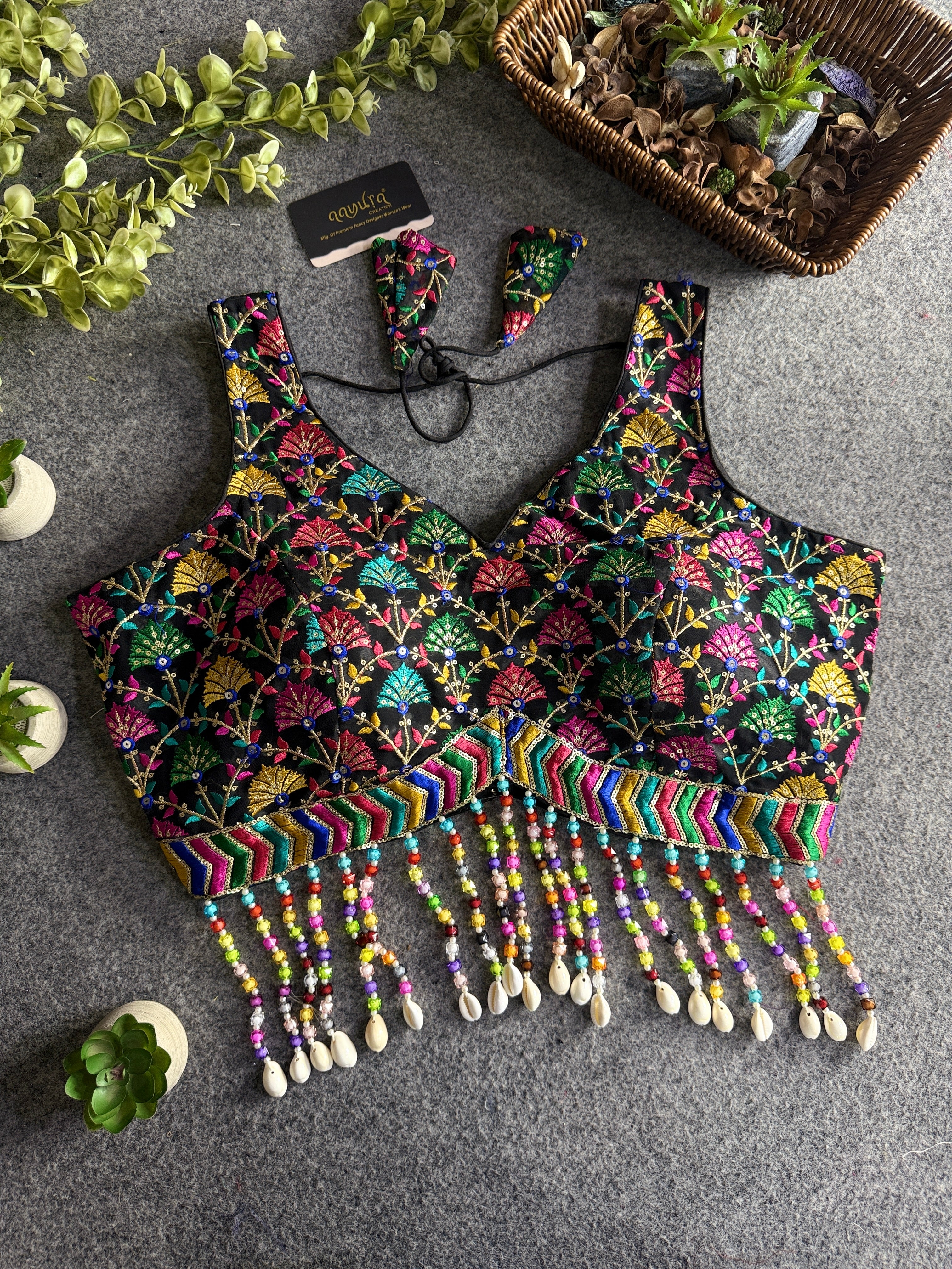 Shell Elegance Embroidered Blouse