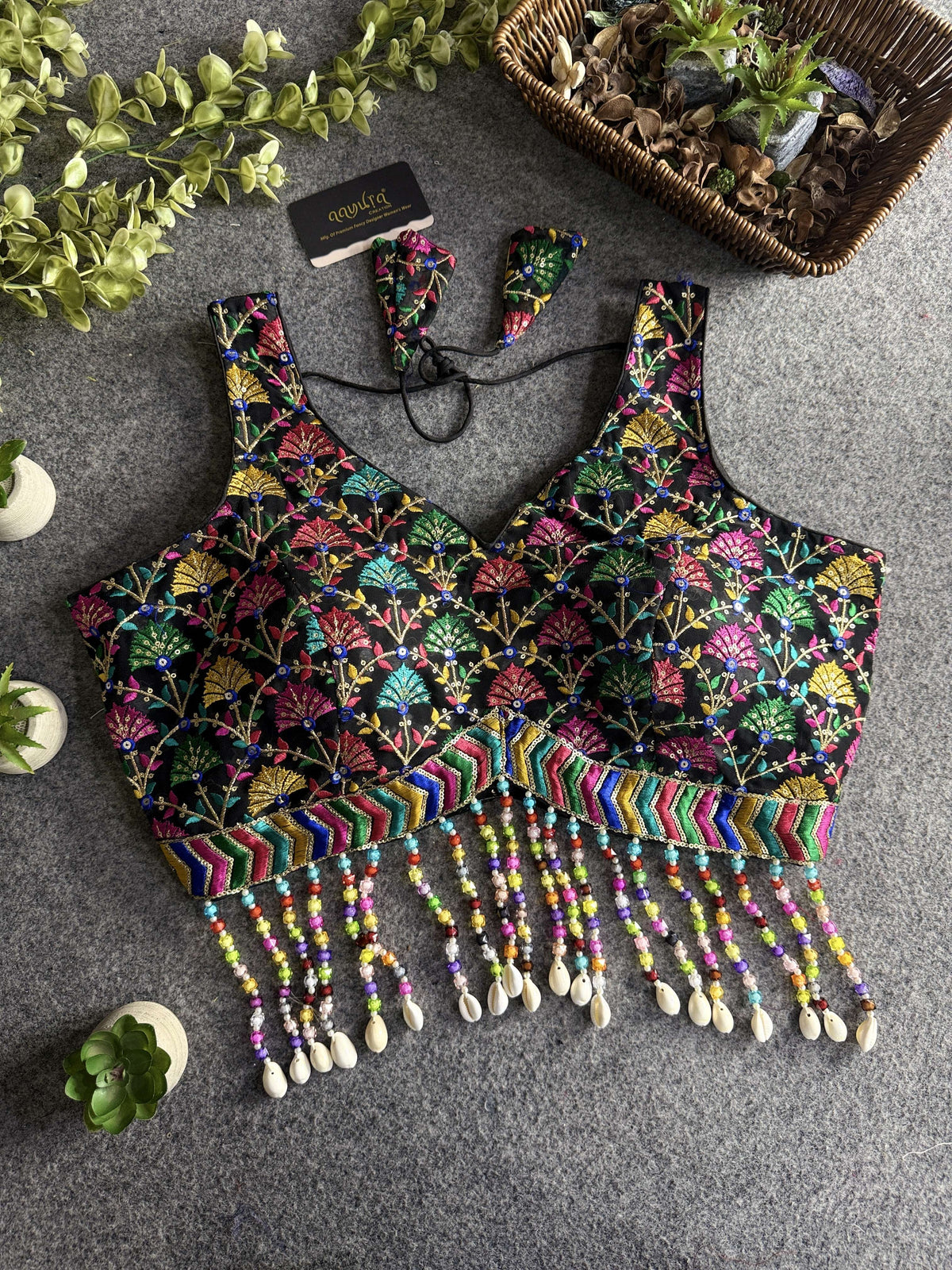 Shell Elegance Embroidered Blouse