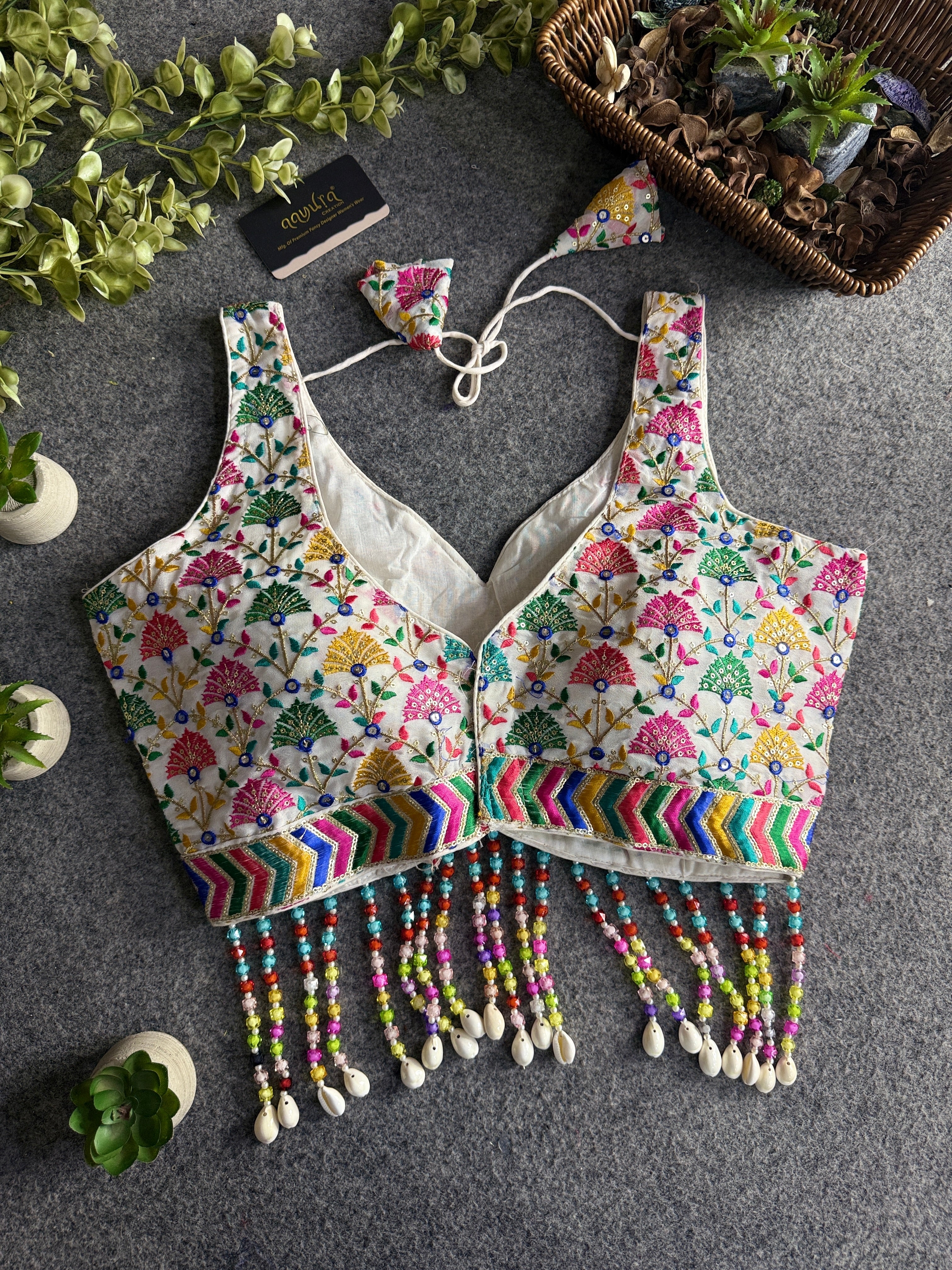 Shell Elegance Embroidered Blouse