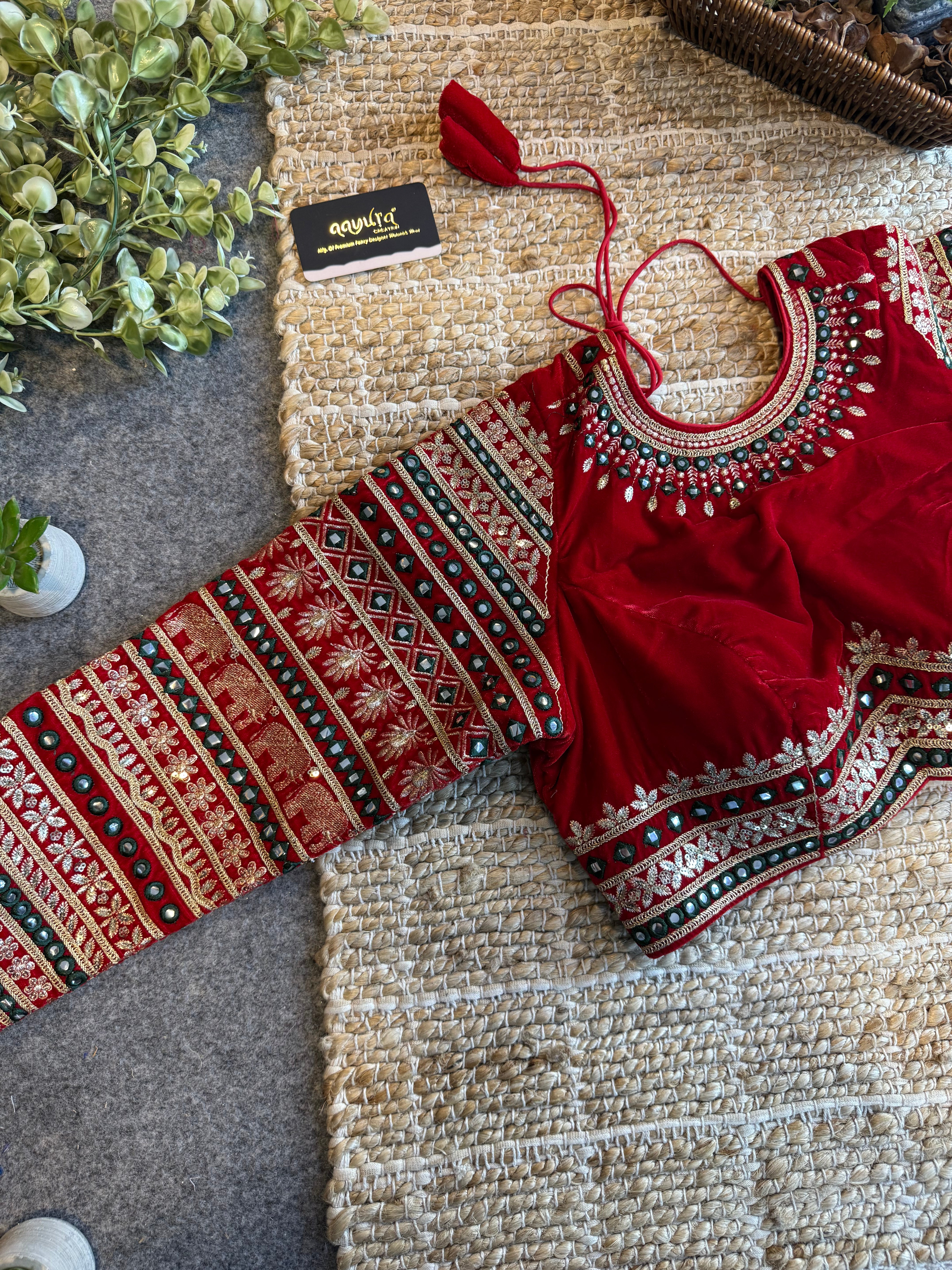 Zara Embroidered Velvet Blouse