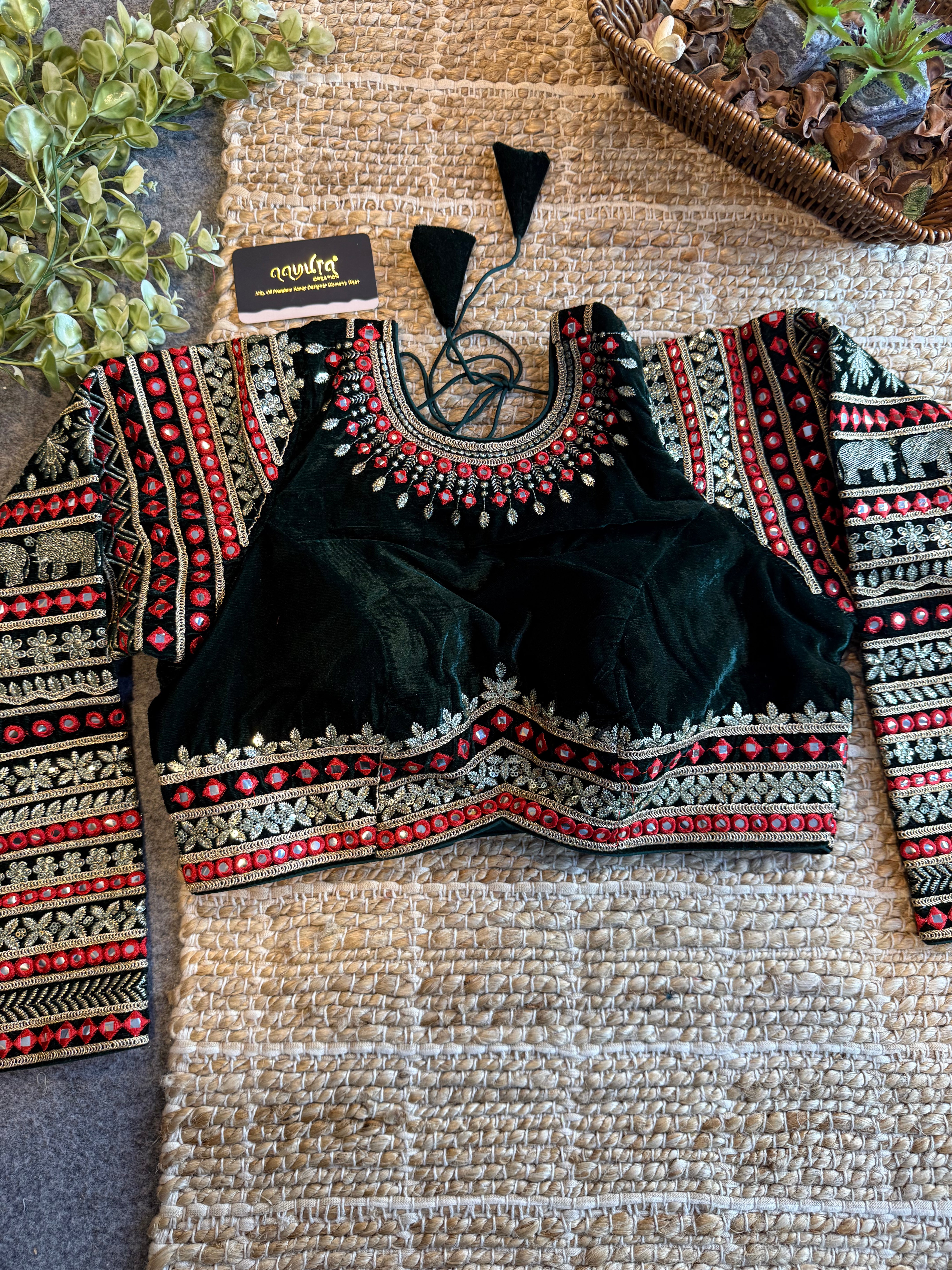 Zara Embroidered Velvet Blouse
