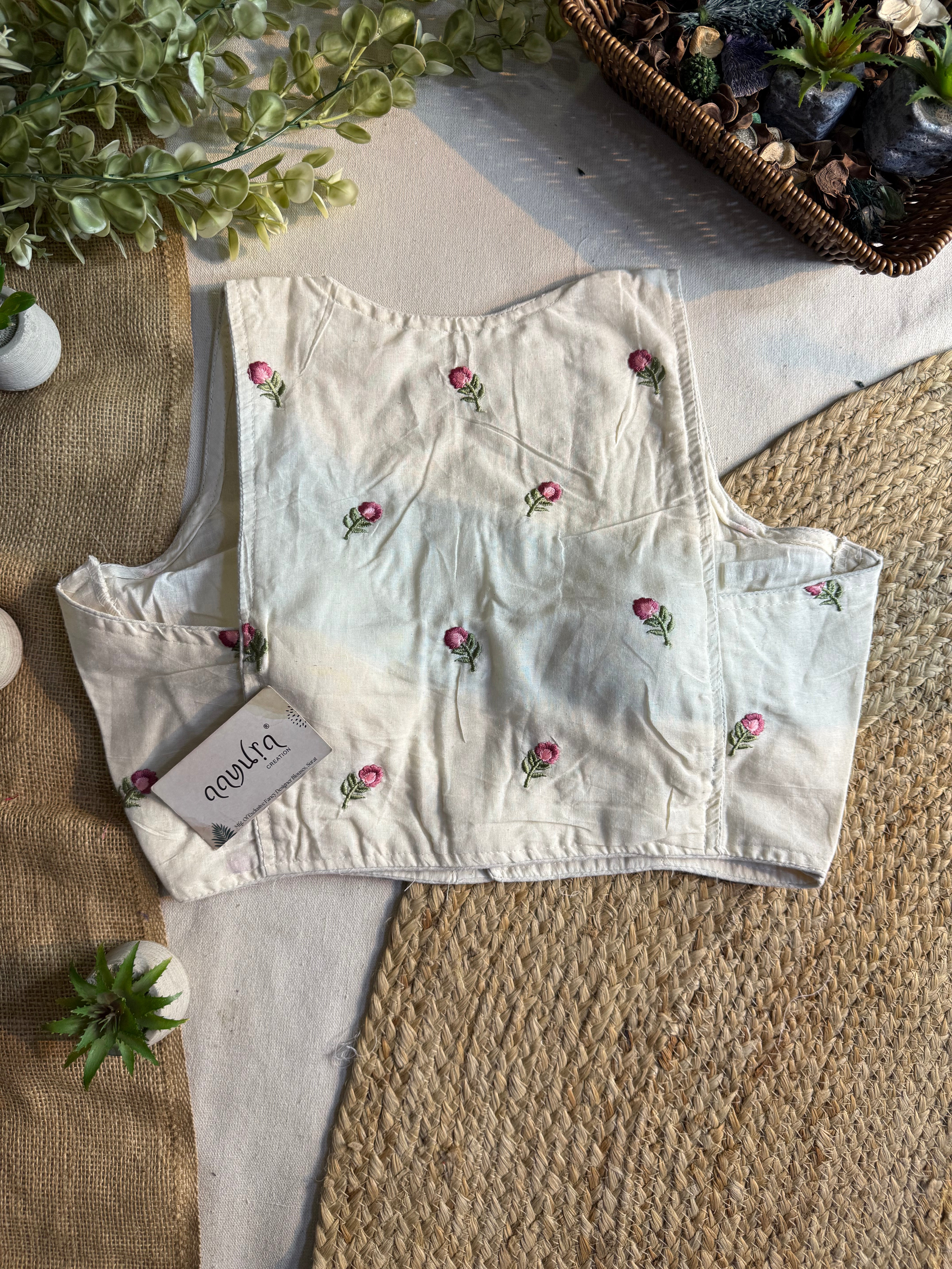 Ivory Bloom Sleeveless Blouse