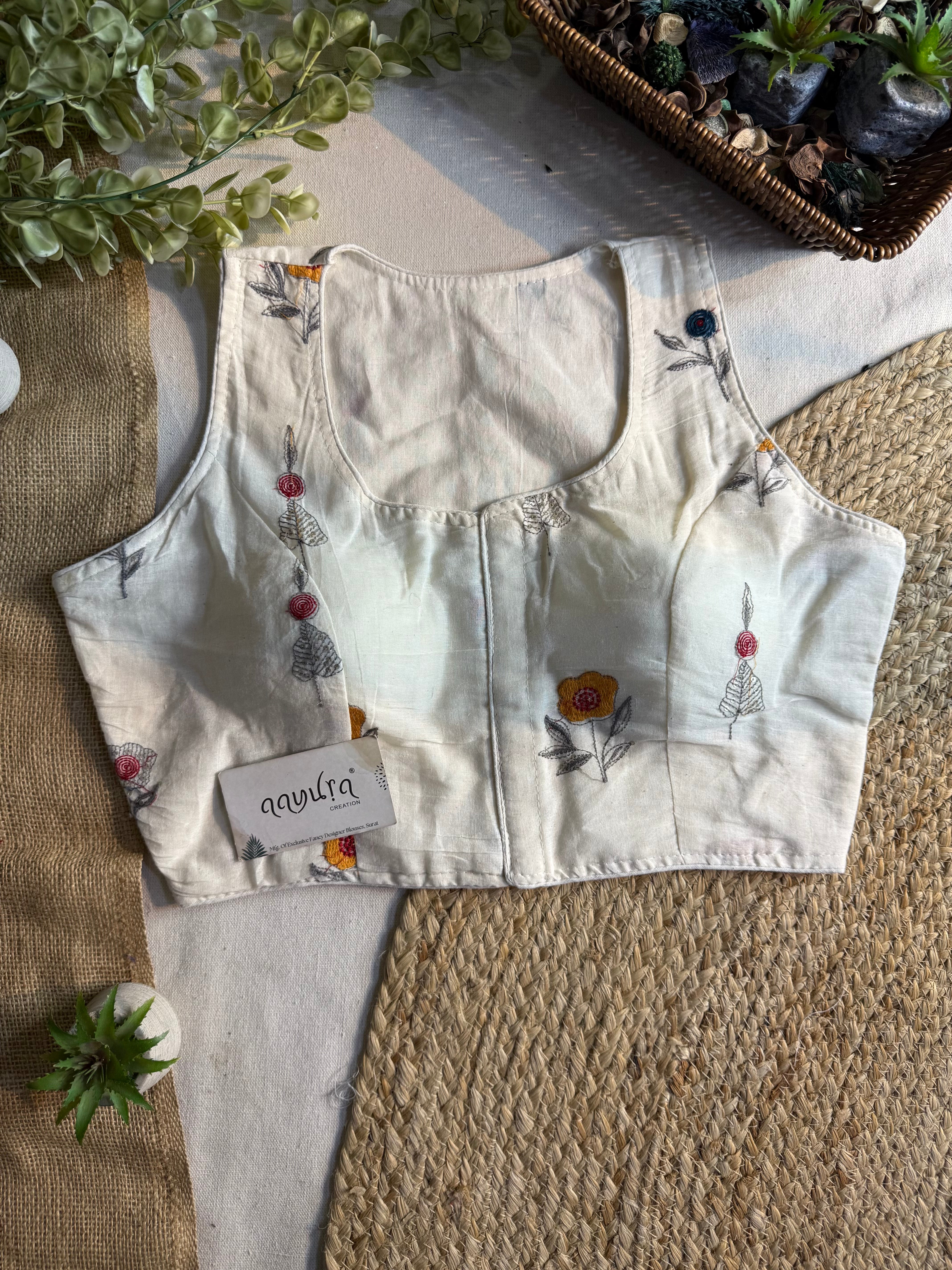 Ivory Bloom Sleeveless Blouse