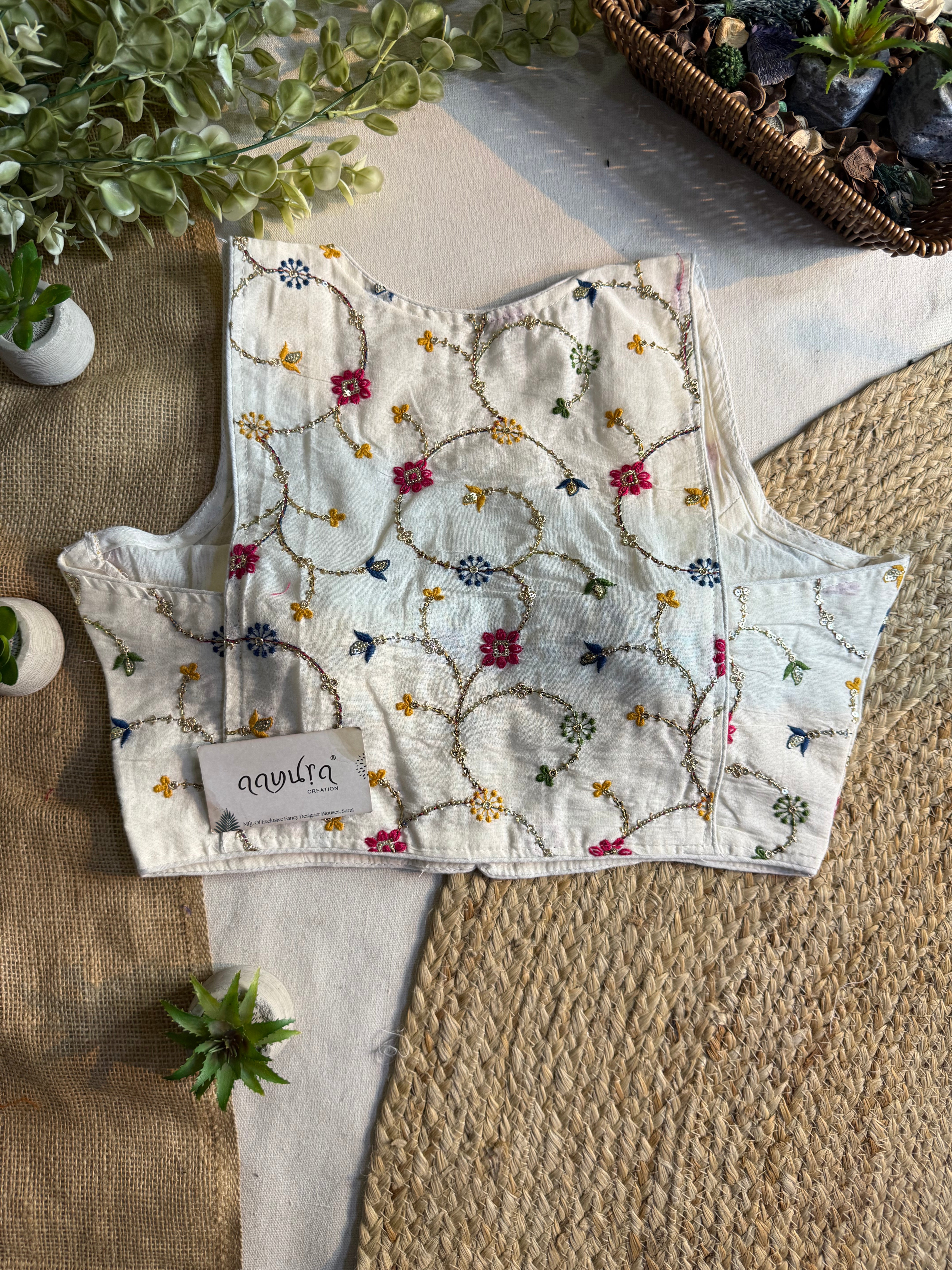 Ivory Bloom Sleeveless Blouse