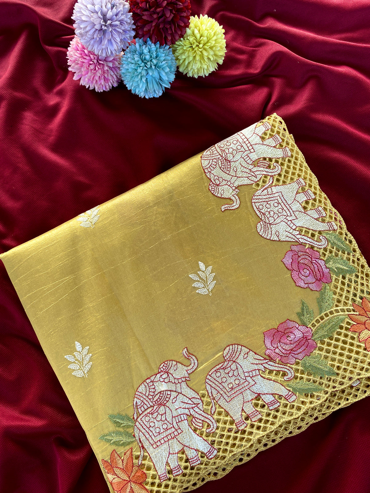 Swarna Pure Viscose Tussar Embroidered Saree