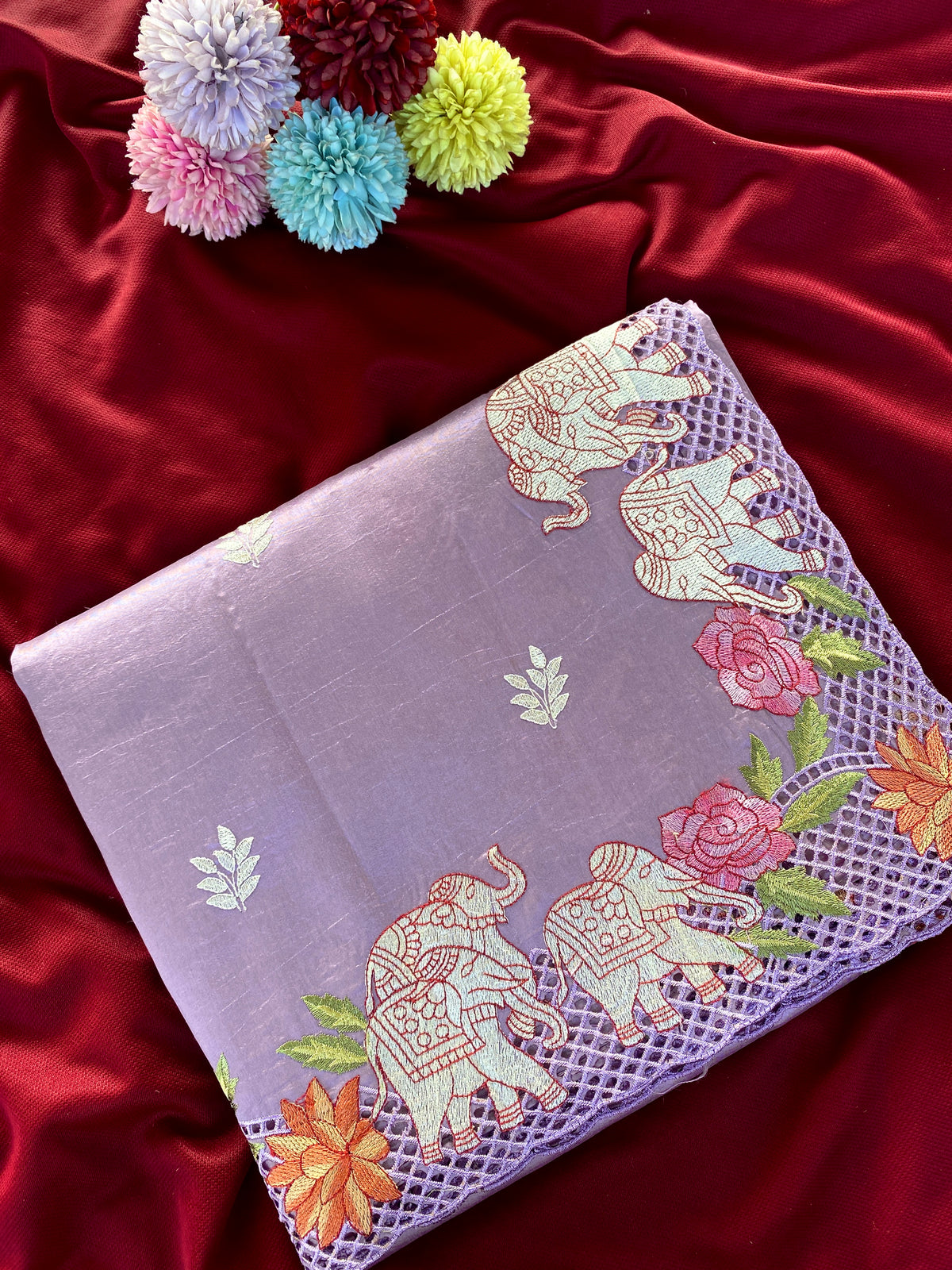 Swarna Pure Viscose Tussar Embroidered Saree