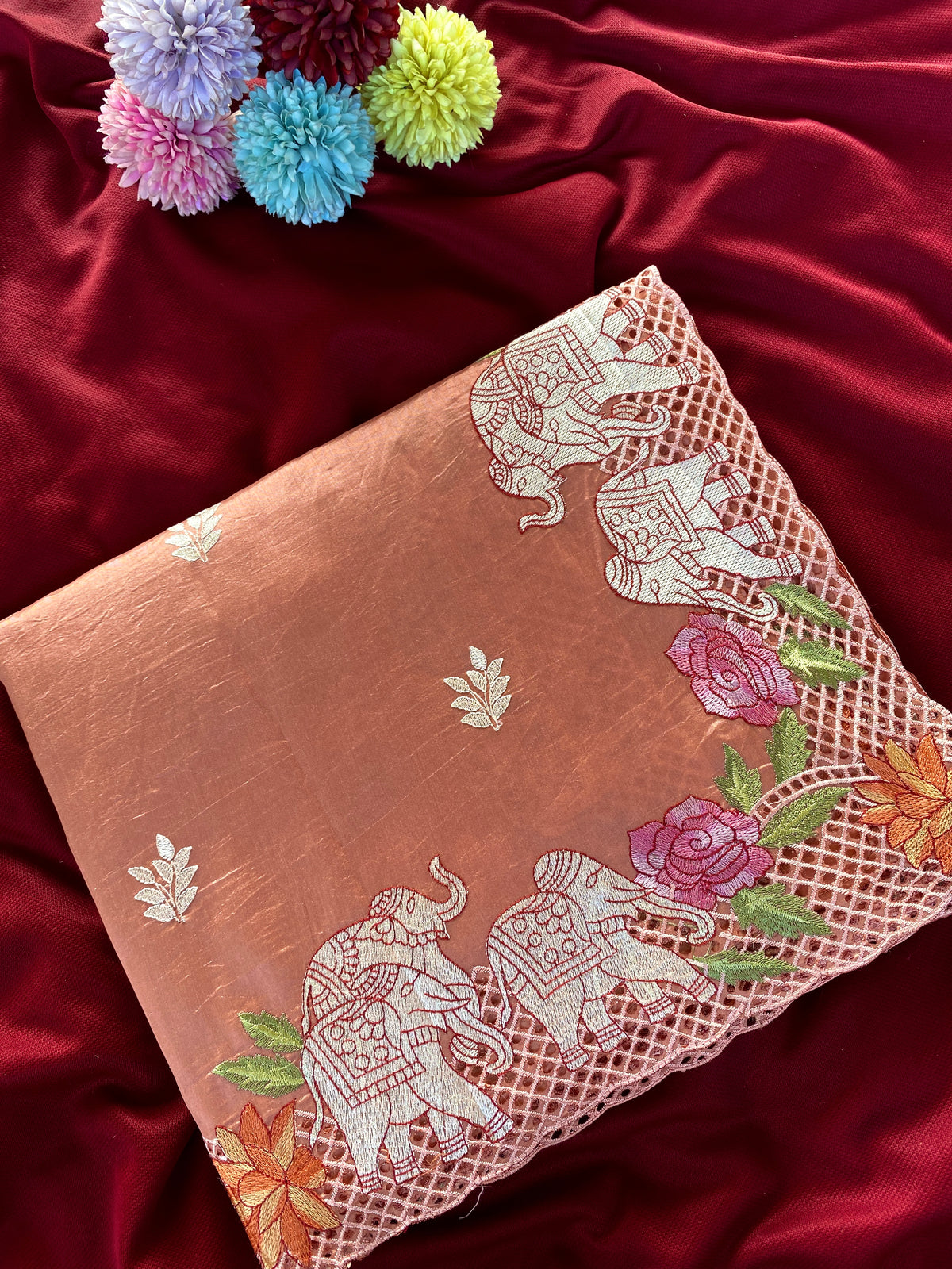 Swarna Pure Viscose Tussar Embroidered Saree