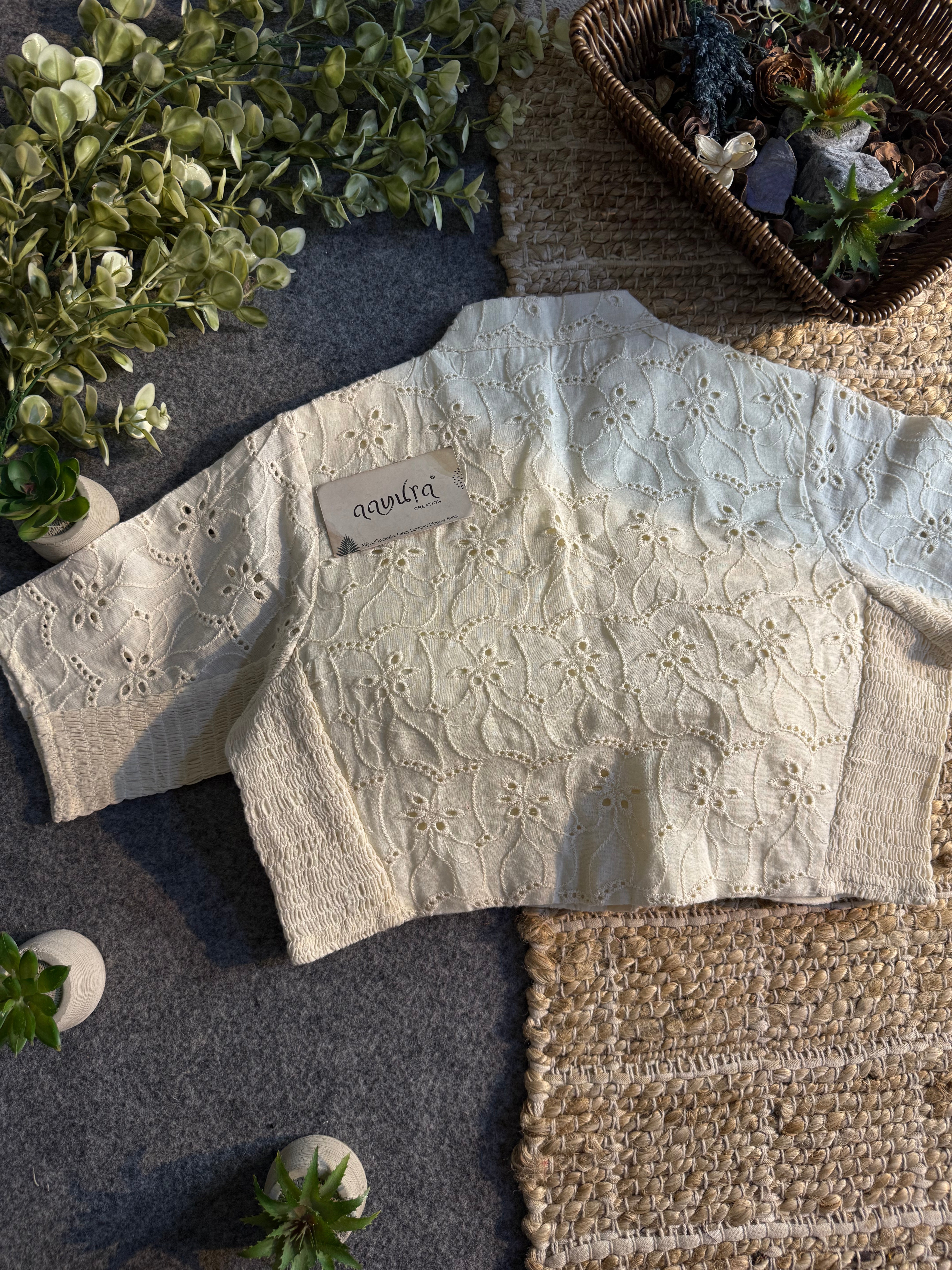 Hakoba High Neck Cotton Stretchable Blouse