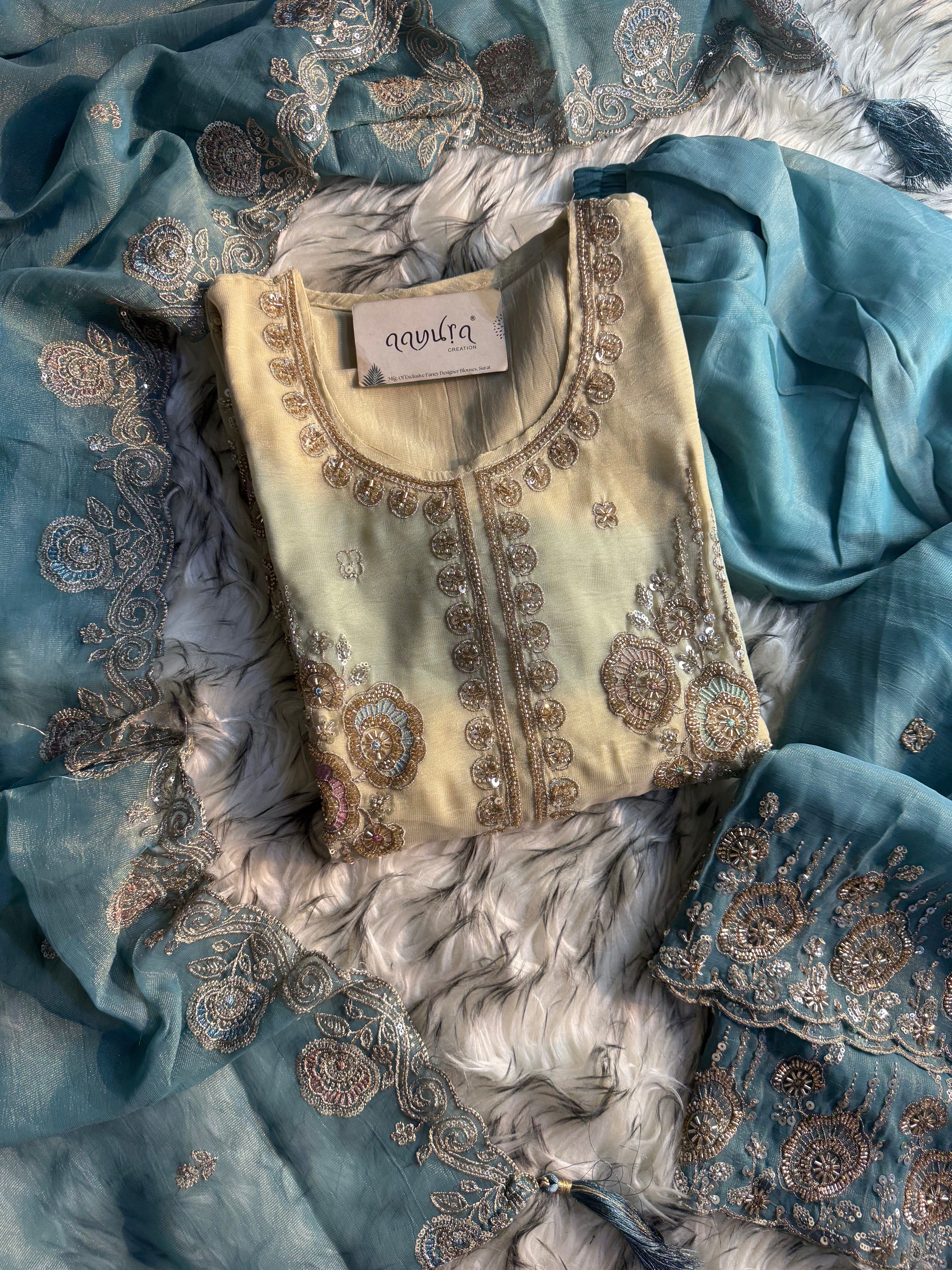 Zariya Glorious Silk Embroidered Sharara Set