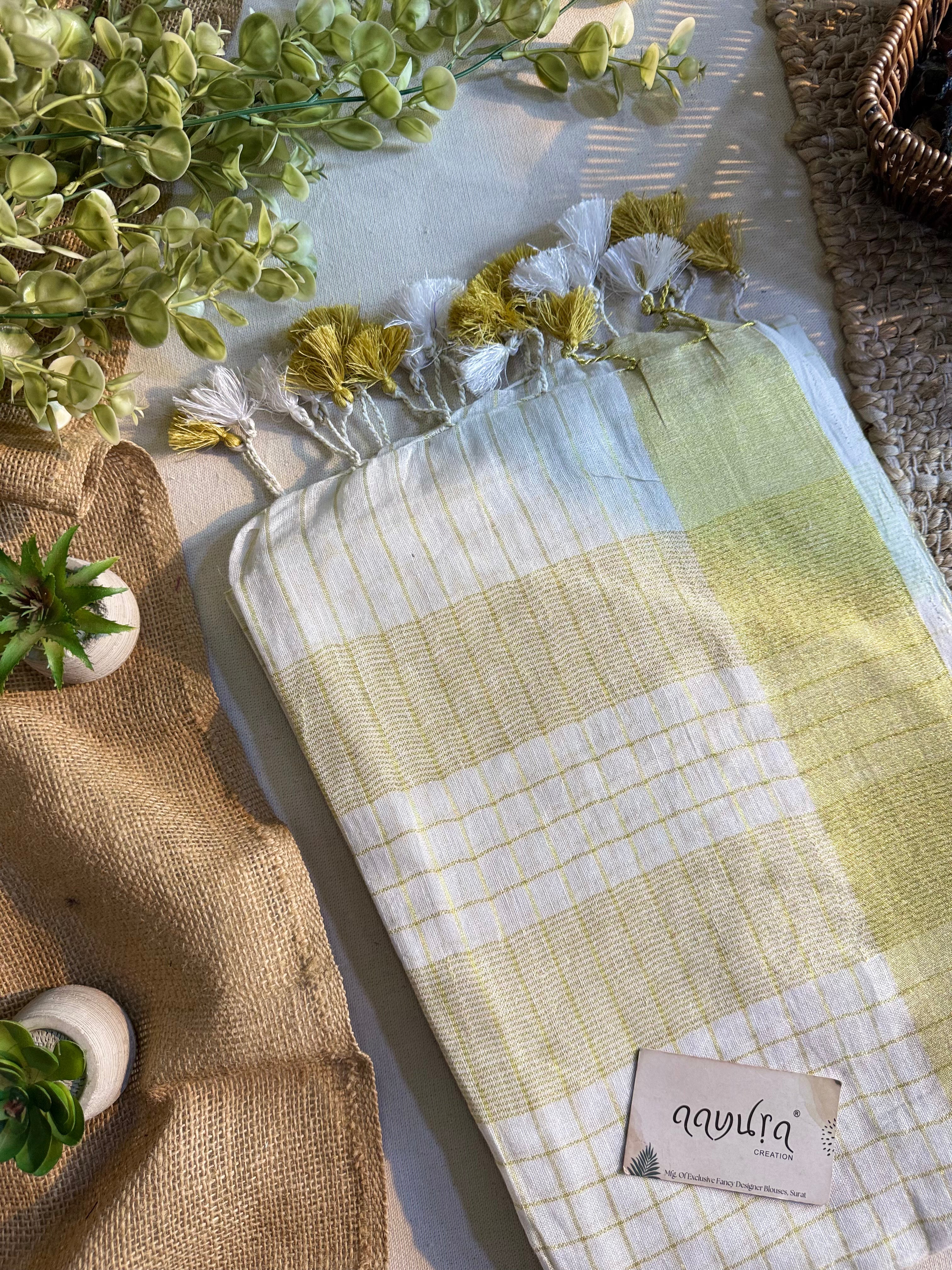 Golden Grace Pure D Linen Saree
