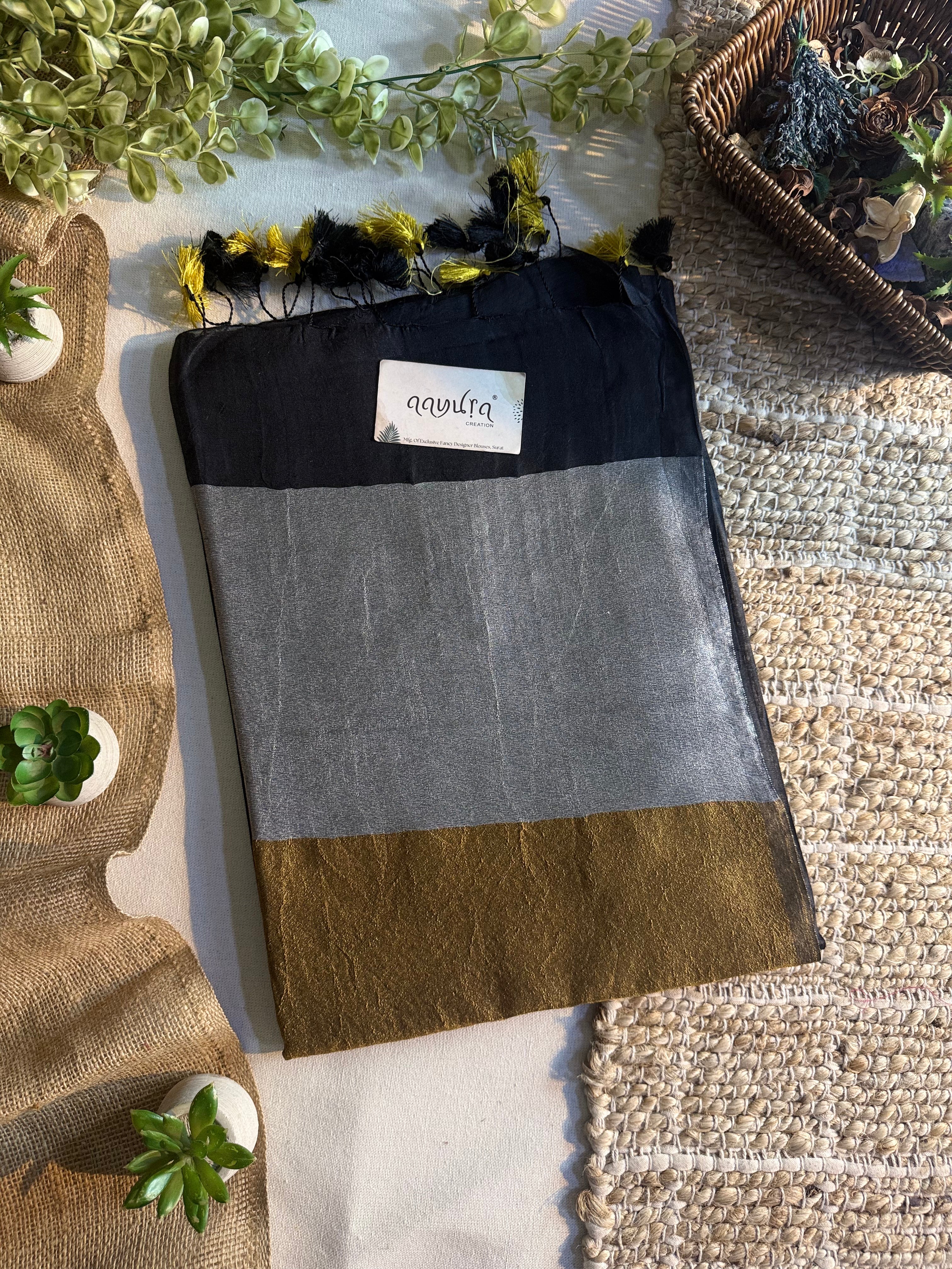 Copper Glow Linen Silk Saree