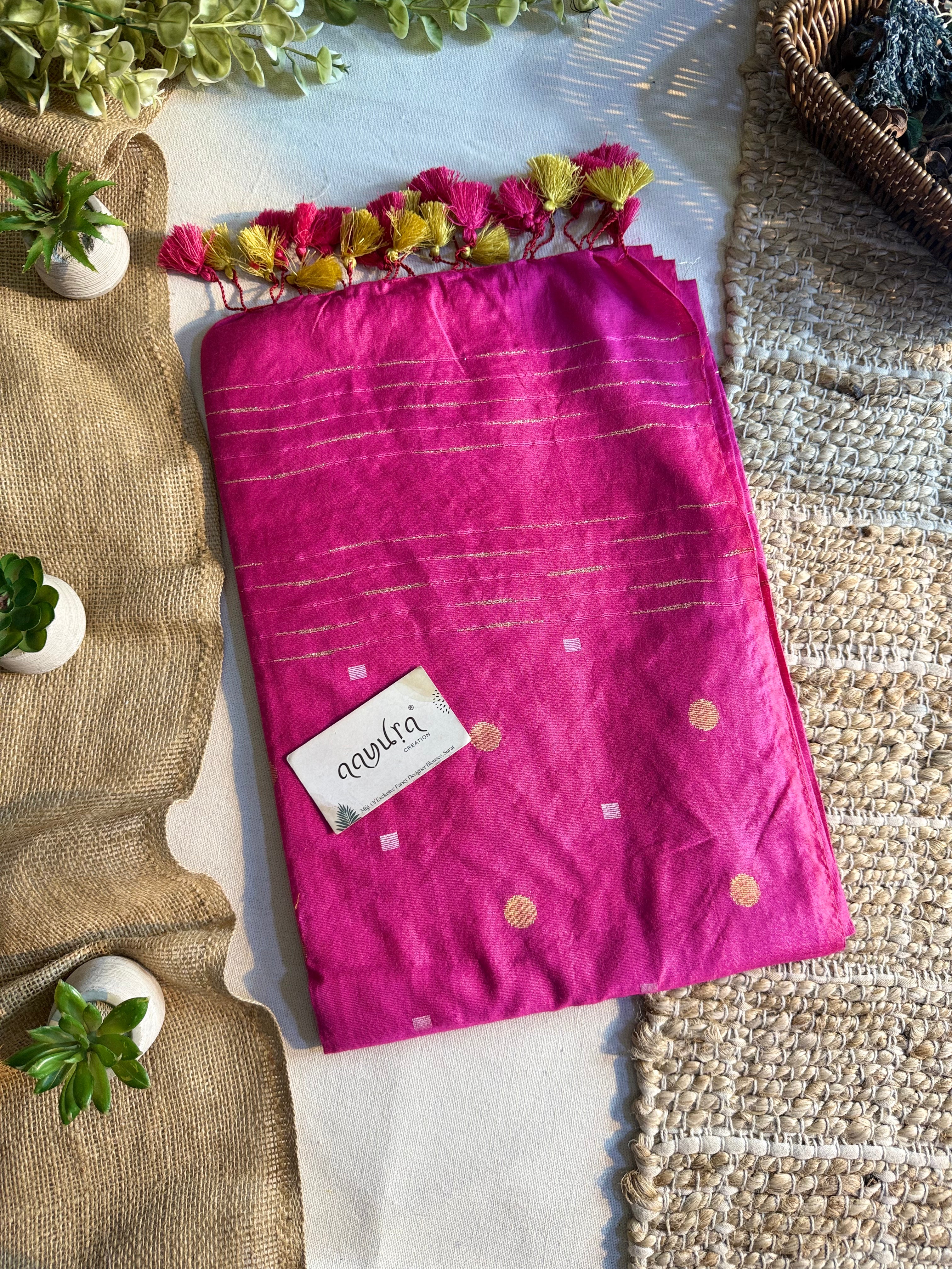 Golden Butta Semi Silk Viscose Saree