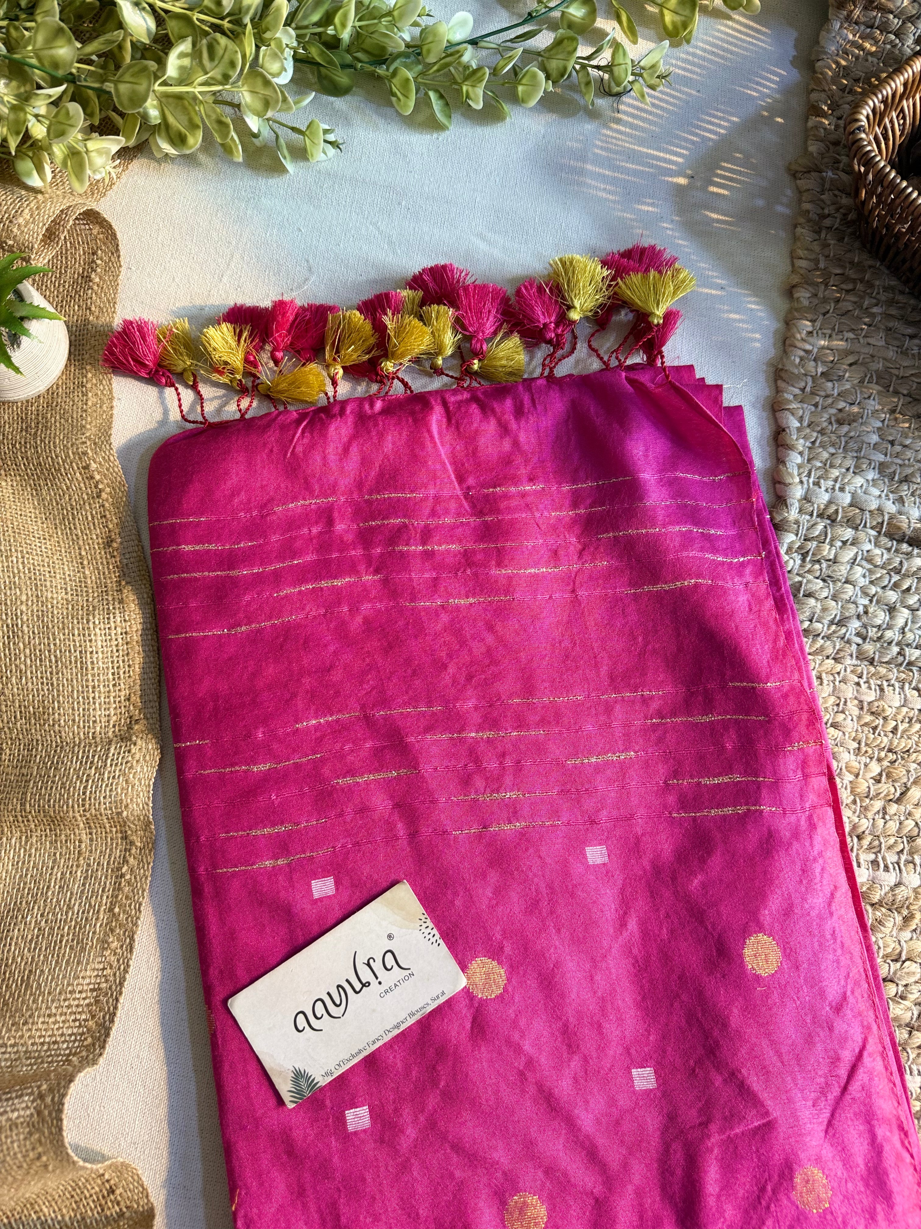 Golden Butta Semi Silk Viscose Saree