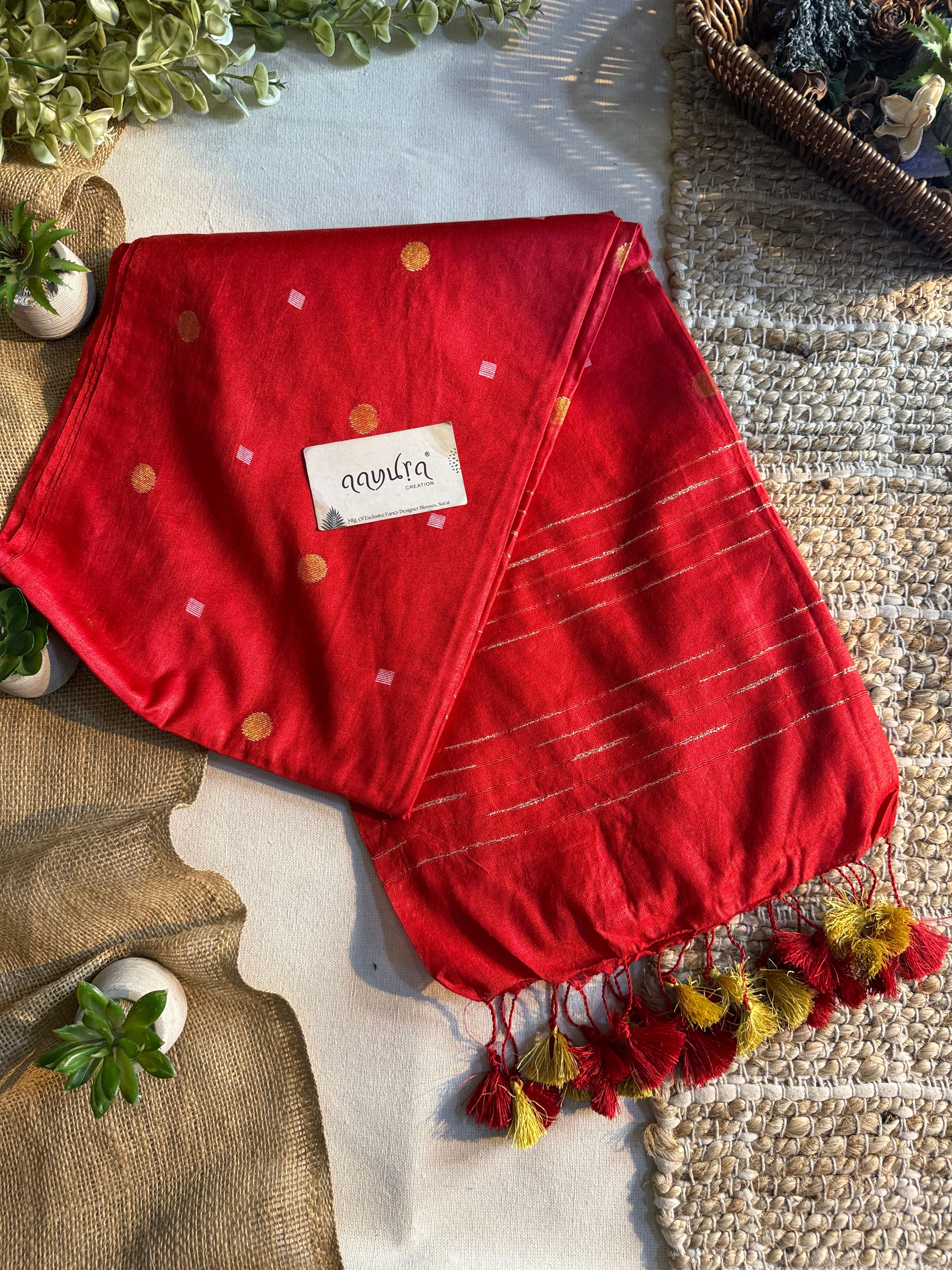 Golden Butta Semi Silk Viscose Saree