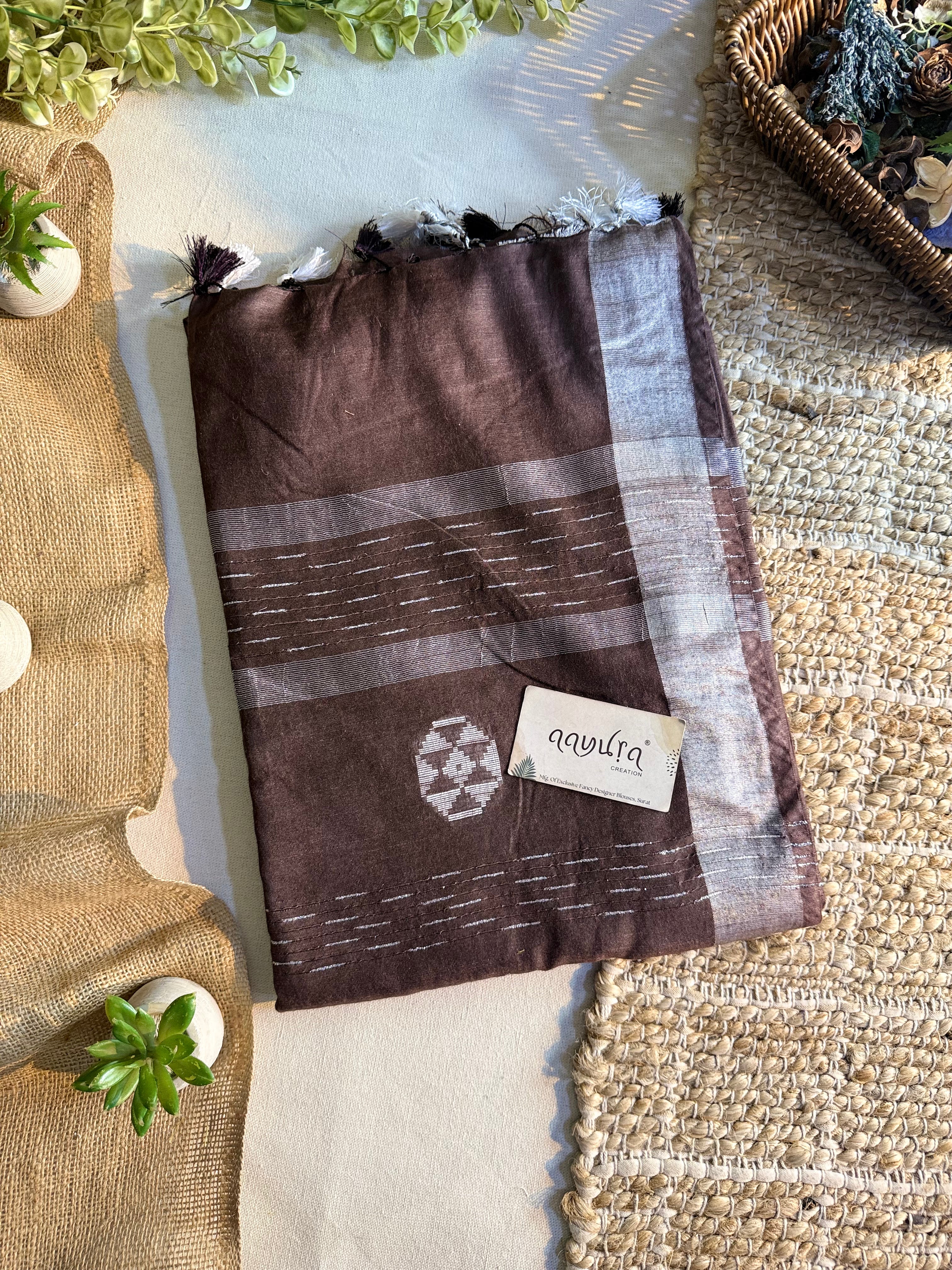 White Butta Elegance Semi Silk Saree