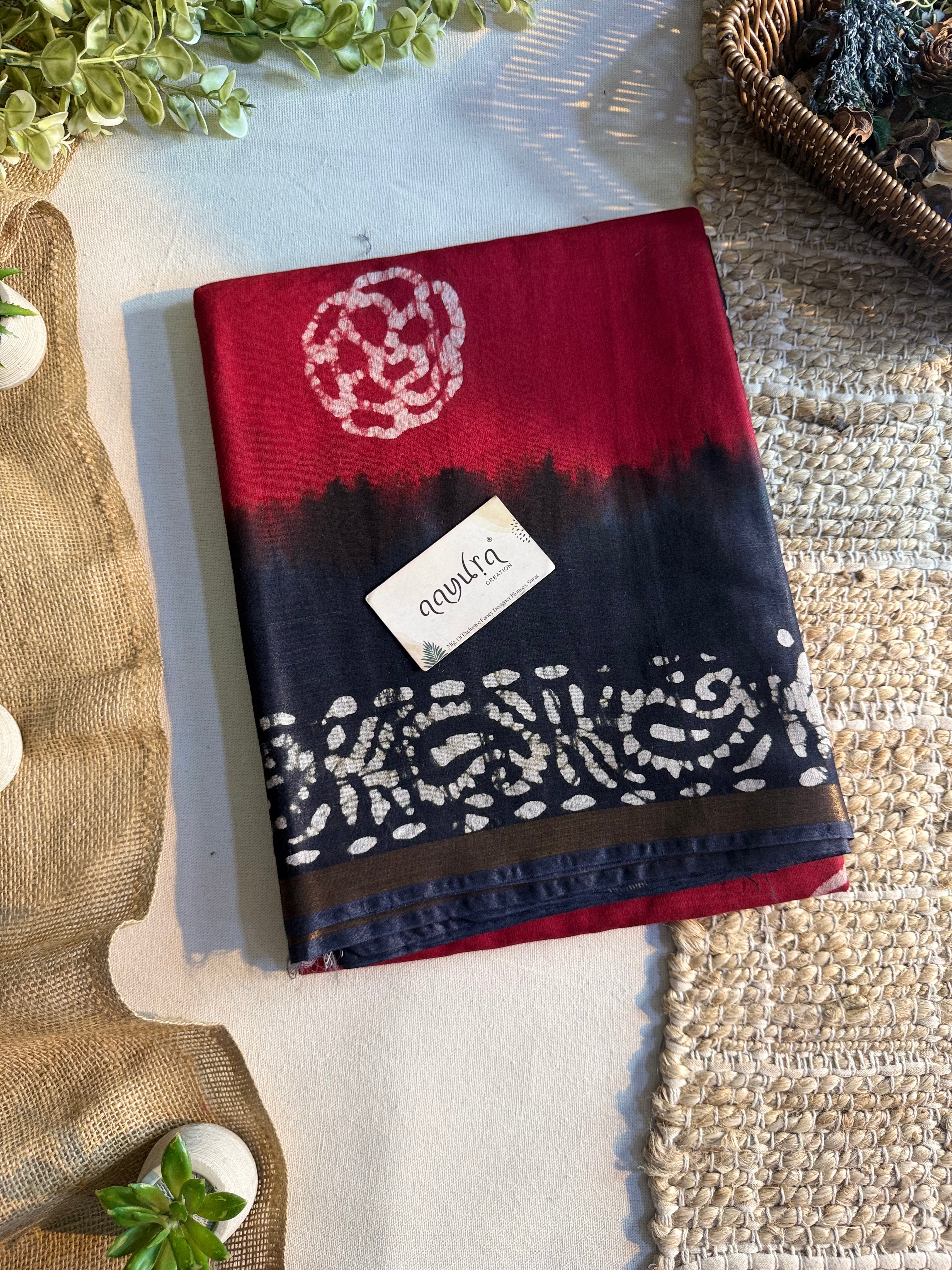 Royal Batik Zari Semi Silk Saree